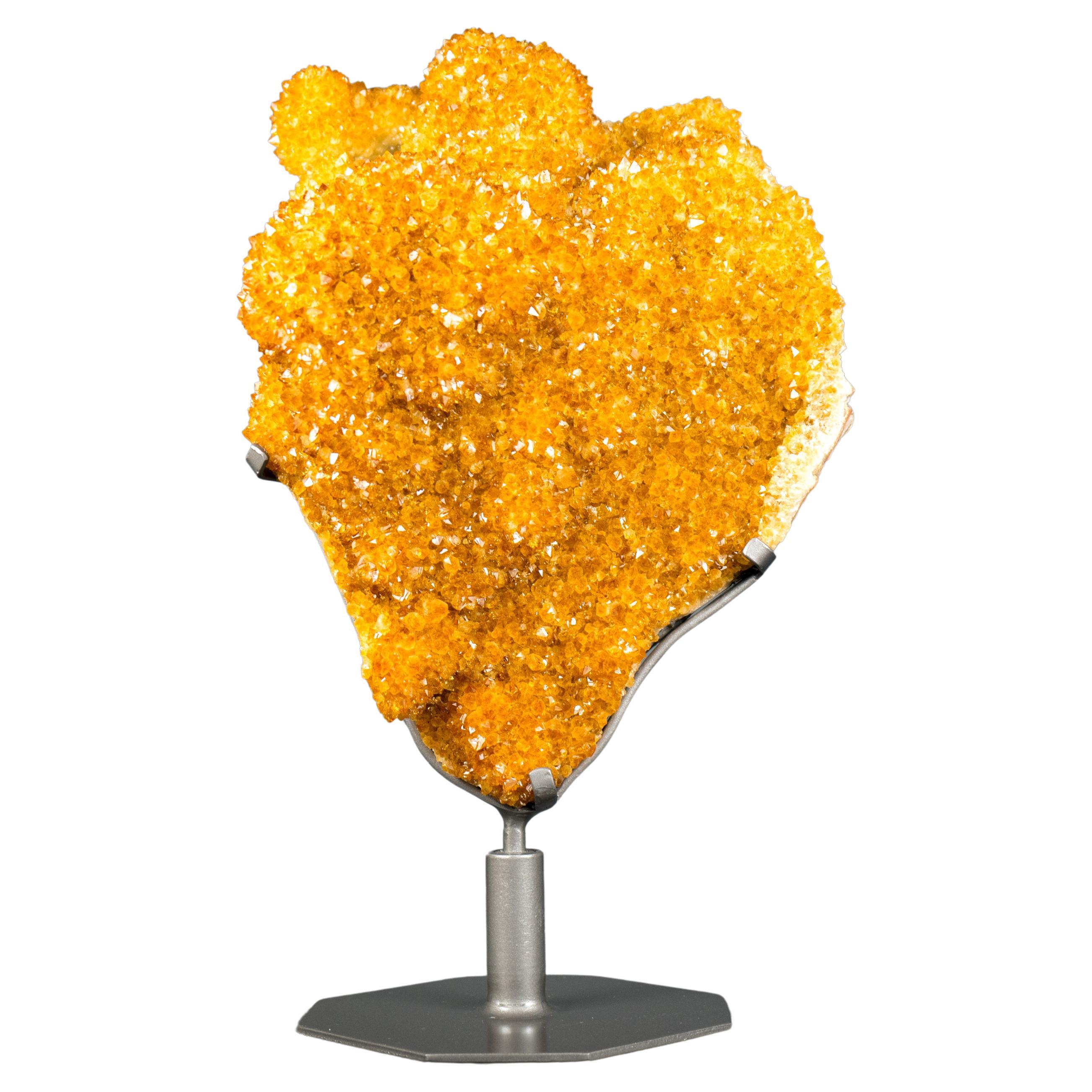 Raro racimo de flores de citrino naranja dorado con druzy citrino galaxia brillante