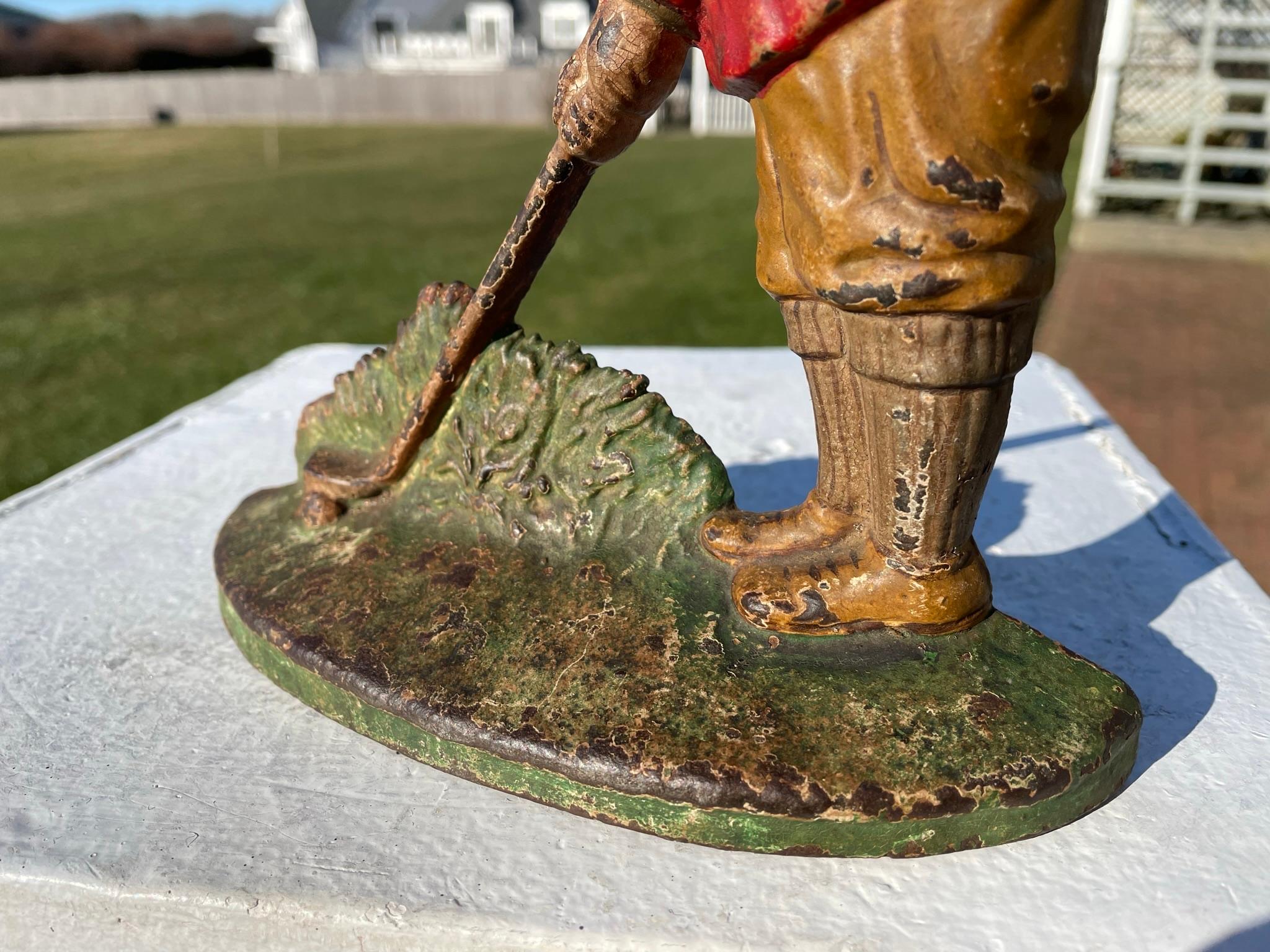 Rare Golf Lovers Antique Sculpture, Putting In Good Condition In South Burlington, VT