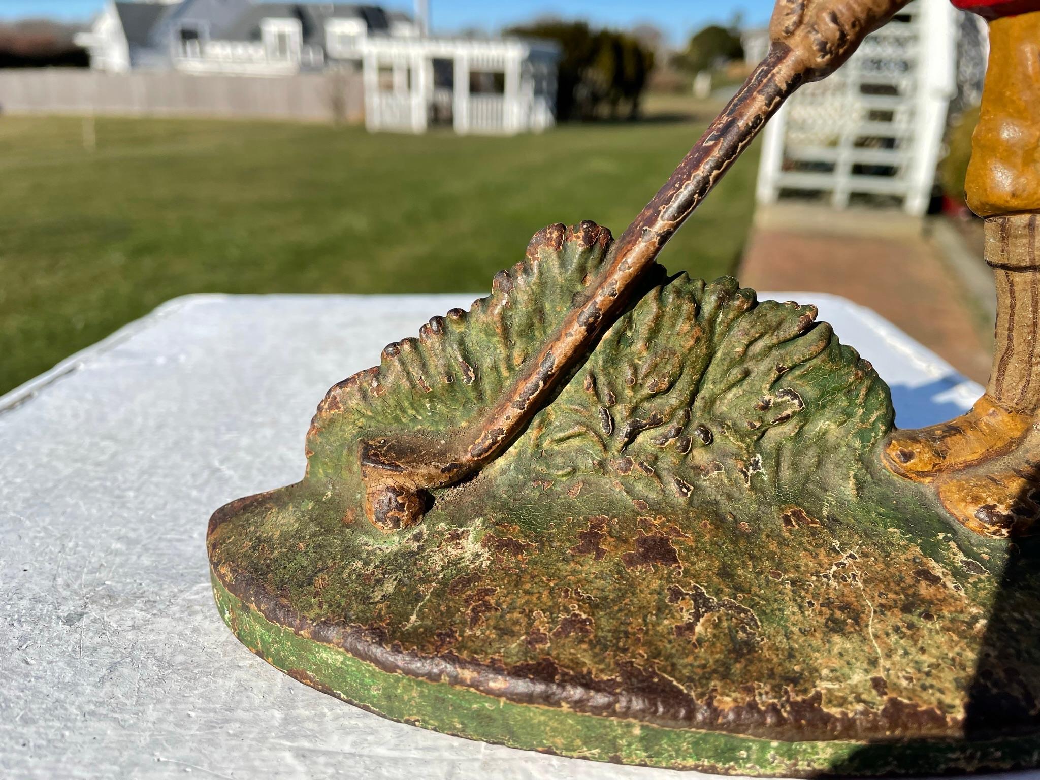 Iron Rare Golf Lovers Antique Sculpture, Putting