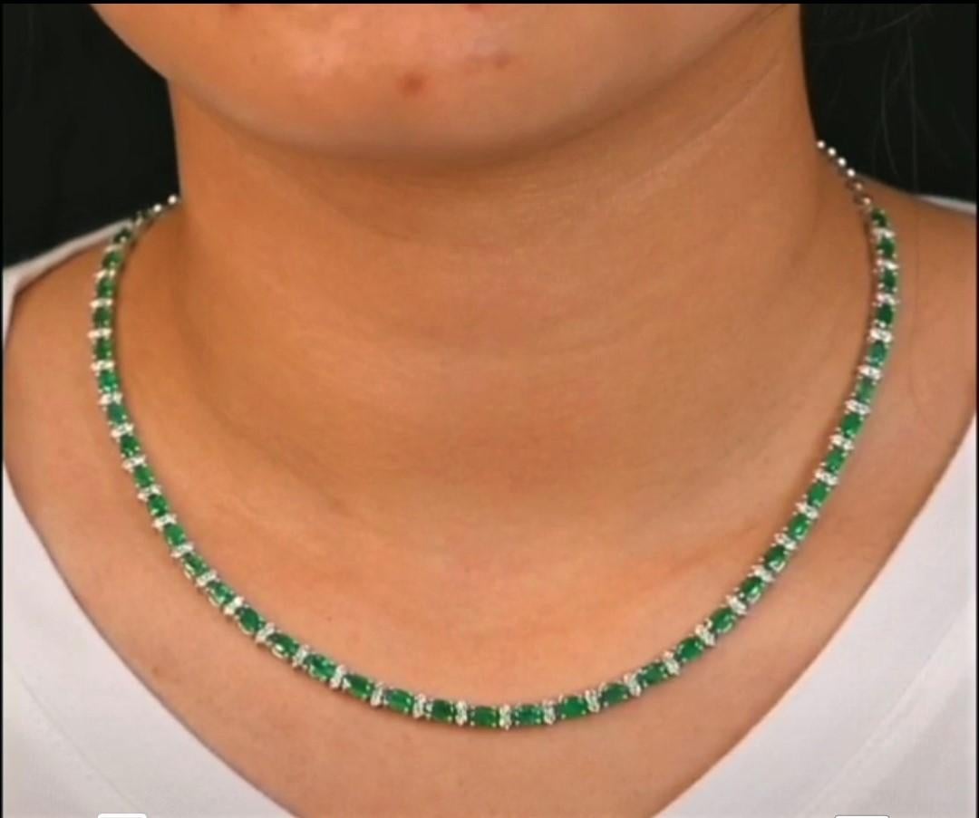The Following Item we are offering is a Rare Important Radiant 18KT GOLD GORGEOUS EMERALD AND DIAMOND NECKLACE. Necklace is comprised with a Large Finely Set Shimmering Emeralds and Magnificent Glittering Diamonds. T.C.W. over 10CTS!!! This