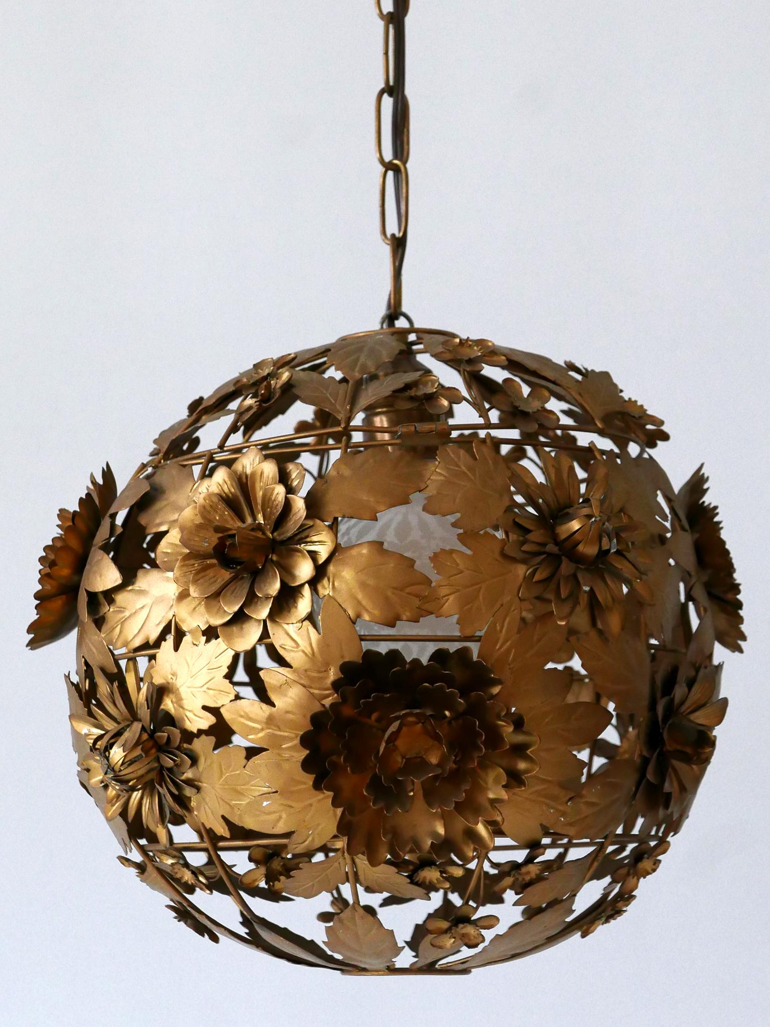 Rare & Gorgeous Mid-Century Modern Metal Floral Pendant Lamp, Germany, 1960s For Sale 6
