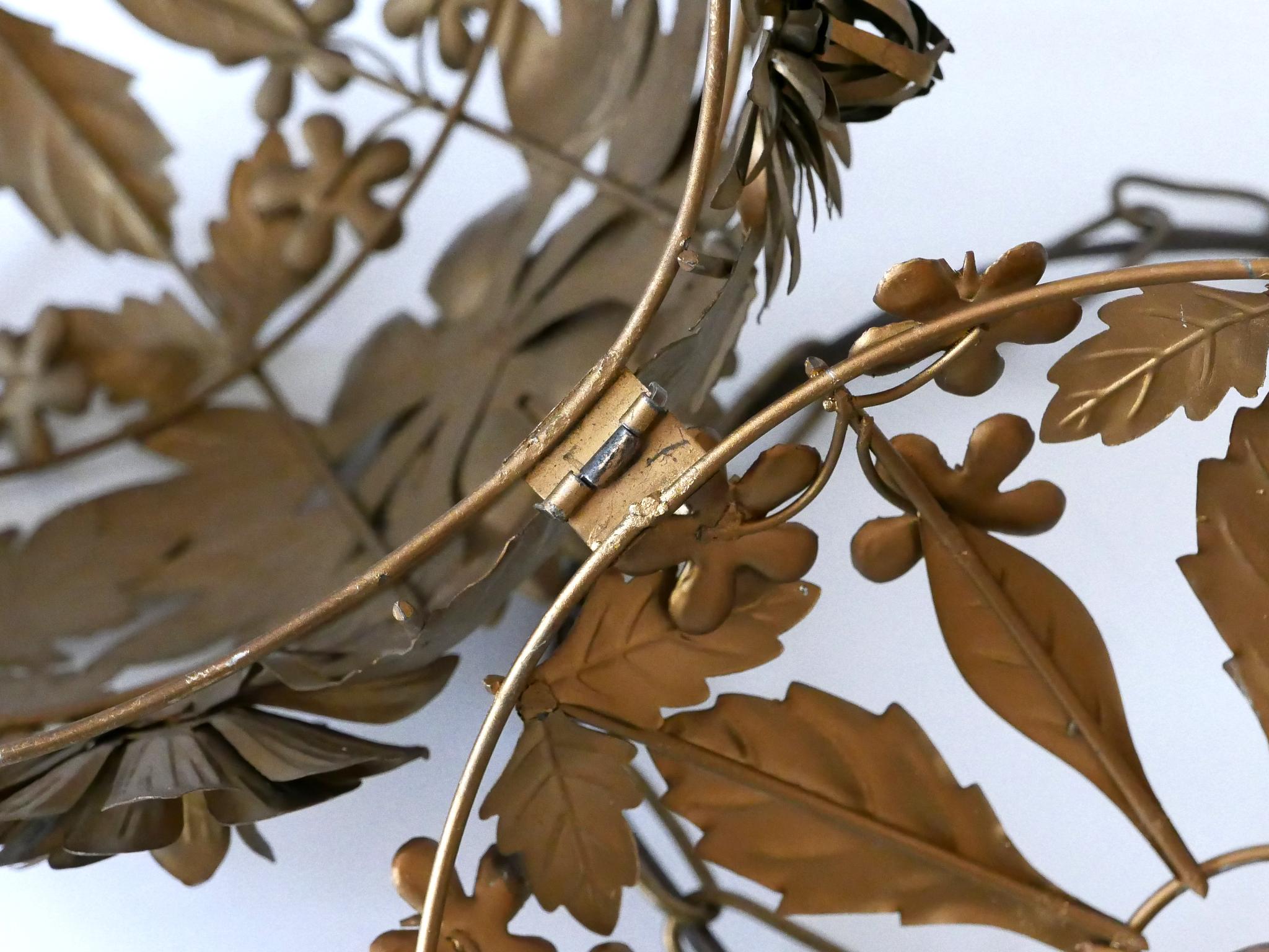 Rare & Gorgeous Mid-Century Modern Metal Floral Pendant Lamp, Germany, 1960s For Sale 12