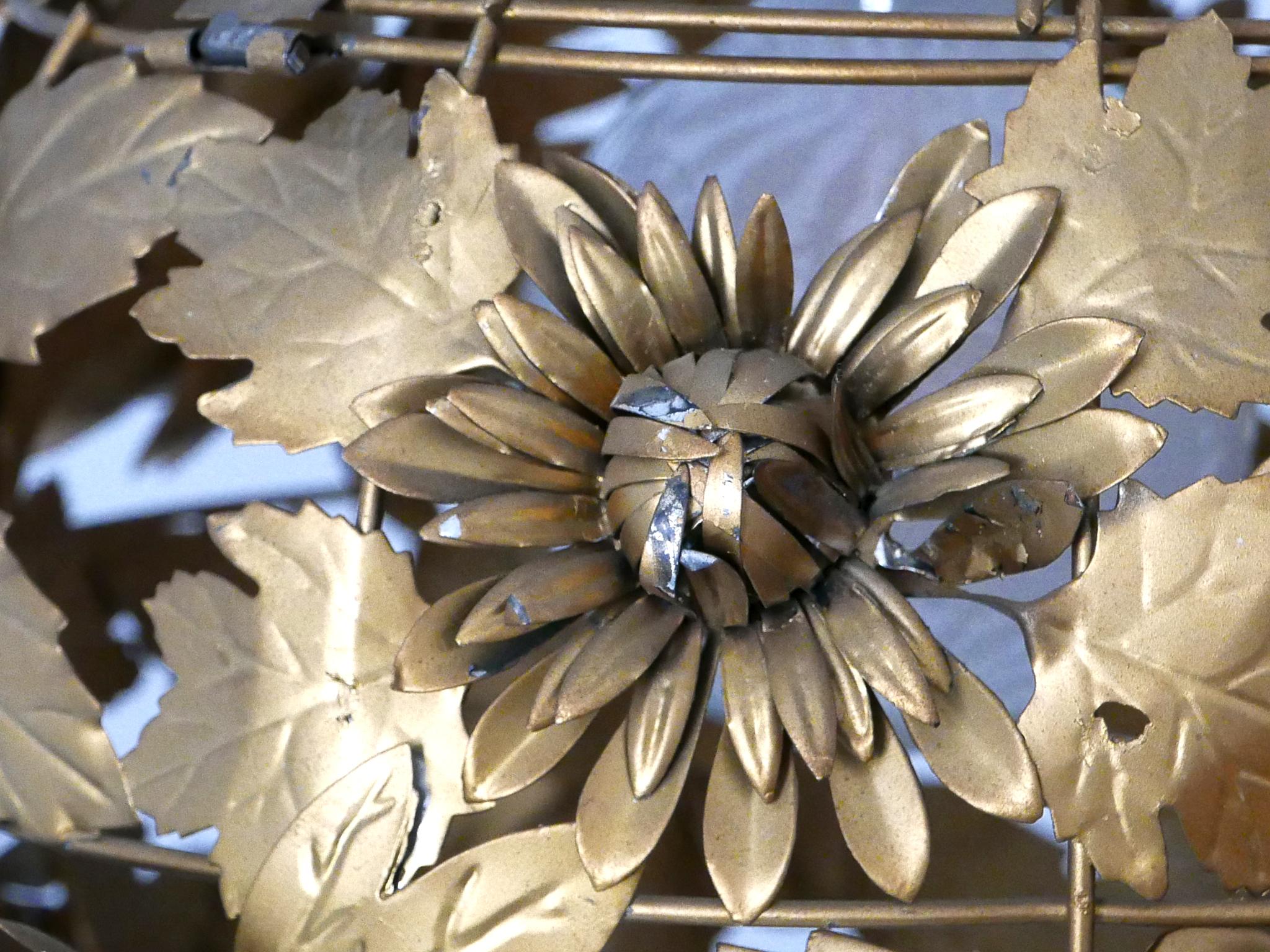 Rare & Gorgeous Mid-Century Modern Metal Floral Pendant Lamp, Germany, 1960s For Sale 13