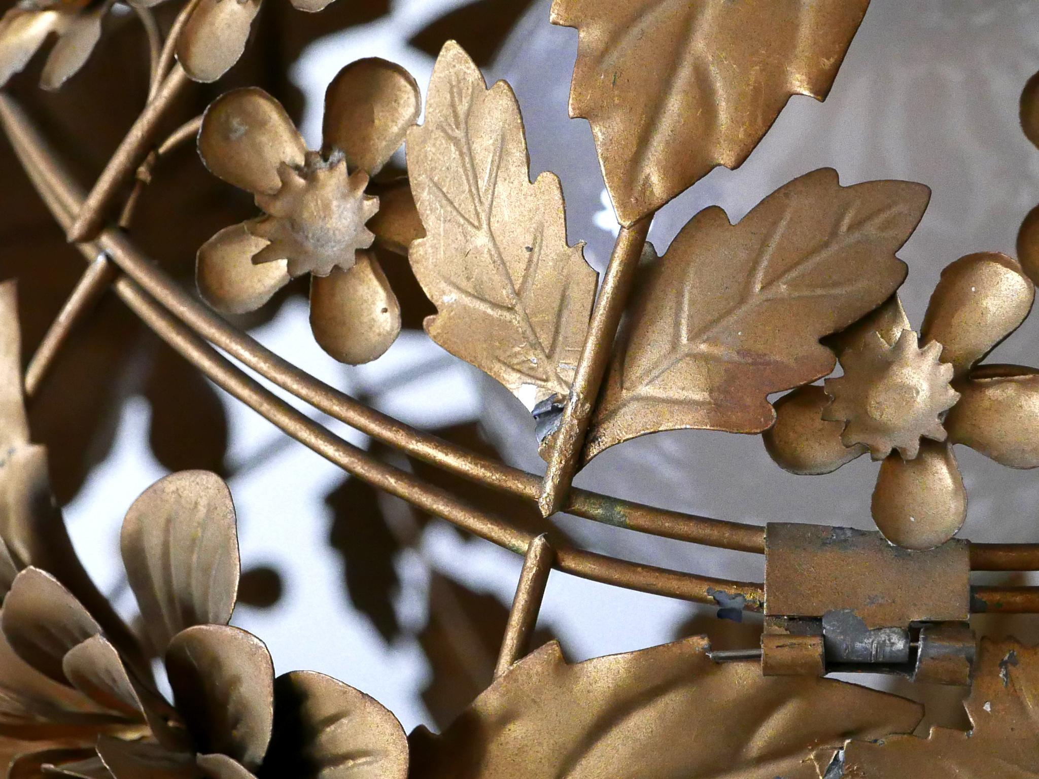 Rare & Gorgeous Mid-Century Modern Metal Floral Pendant Lamp, Germany, 1960s For Sale 14