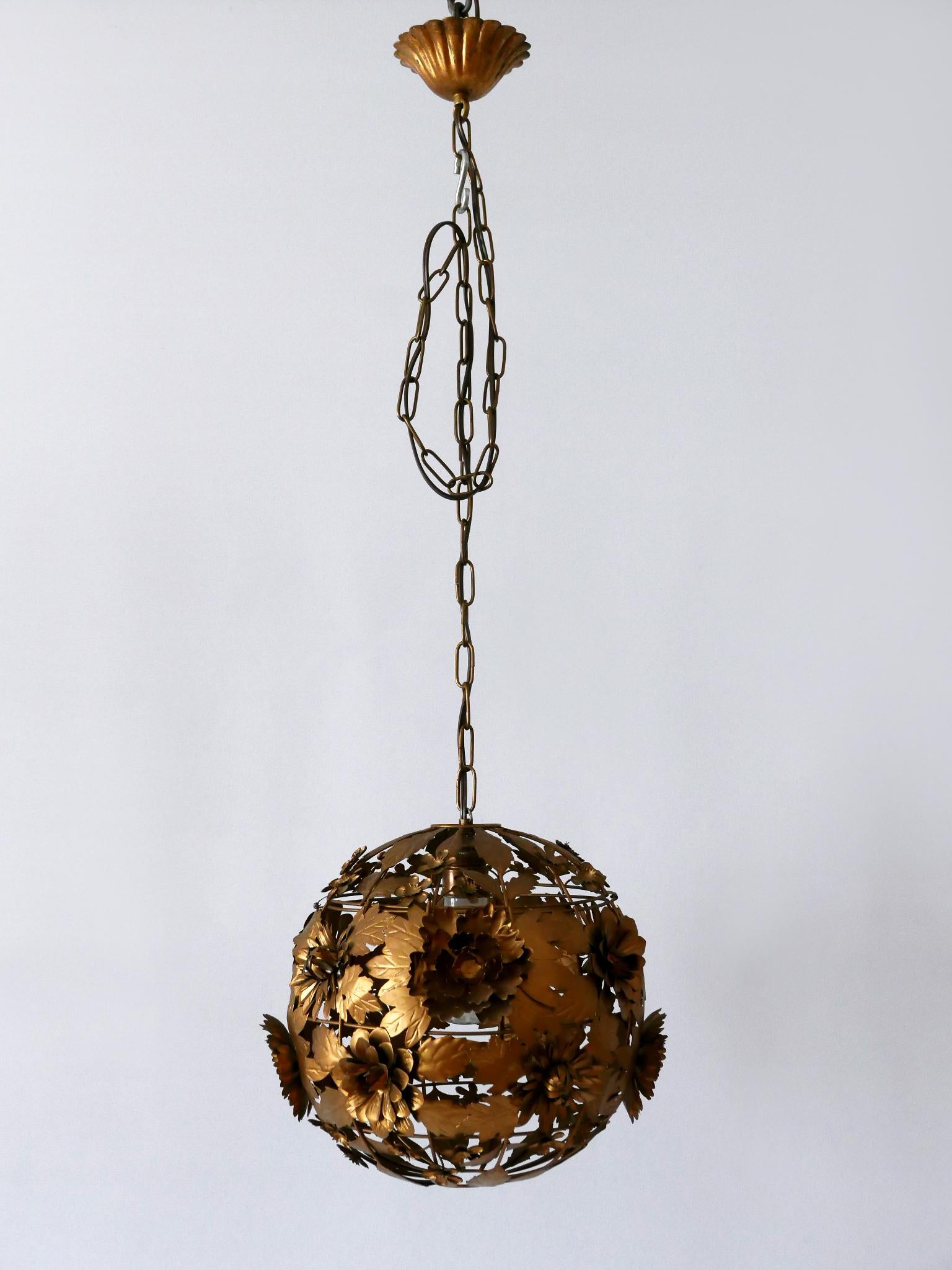 Mid-20th Century Rare & Gorgeous Mid-Century Modern Metal Floral Pendant Lamp, Germany, 1960s For Sale
