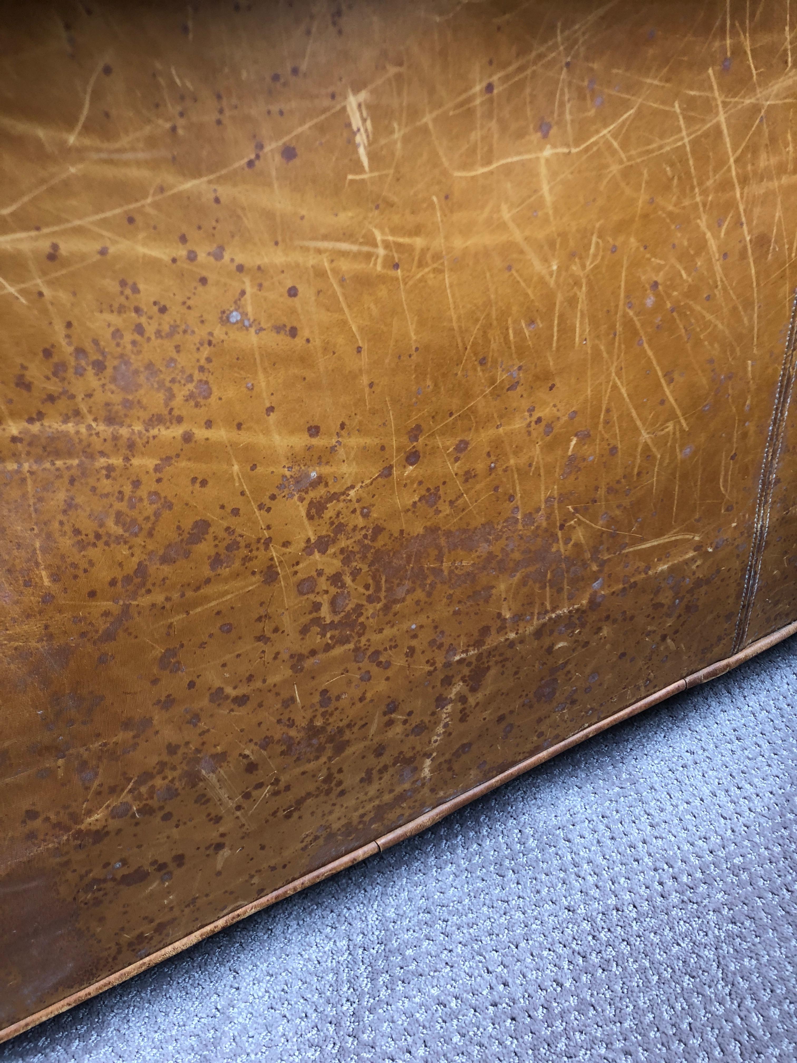 Rare Gorgeously Distressed Vintage Cognac Leather Chesterfield 5