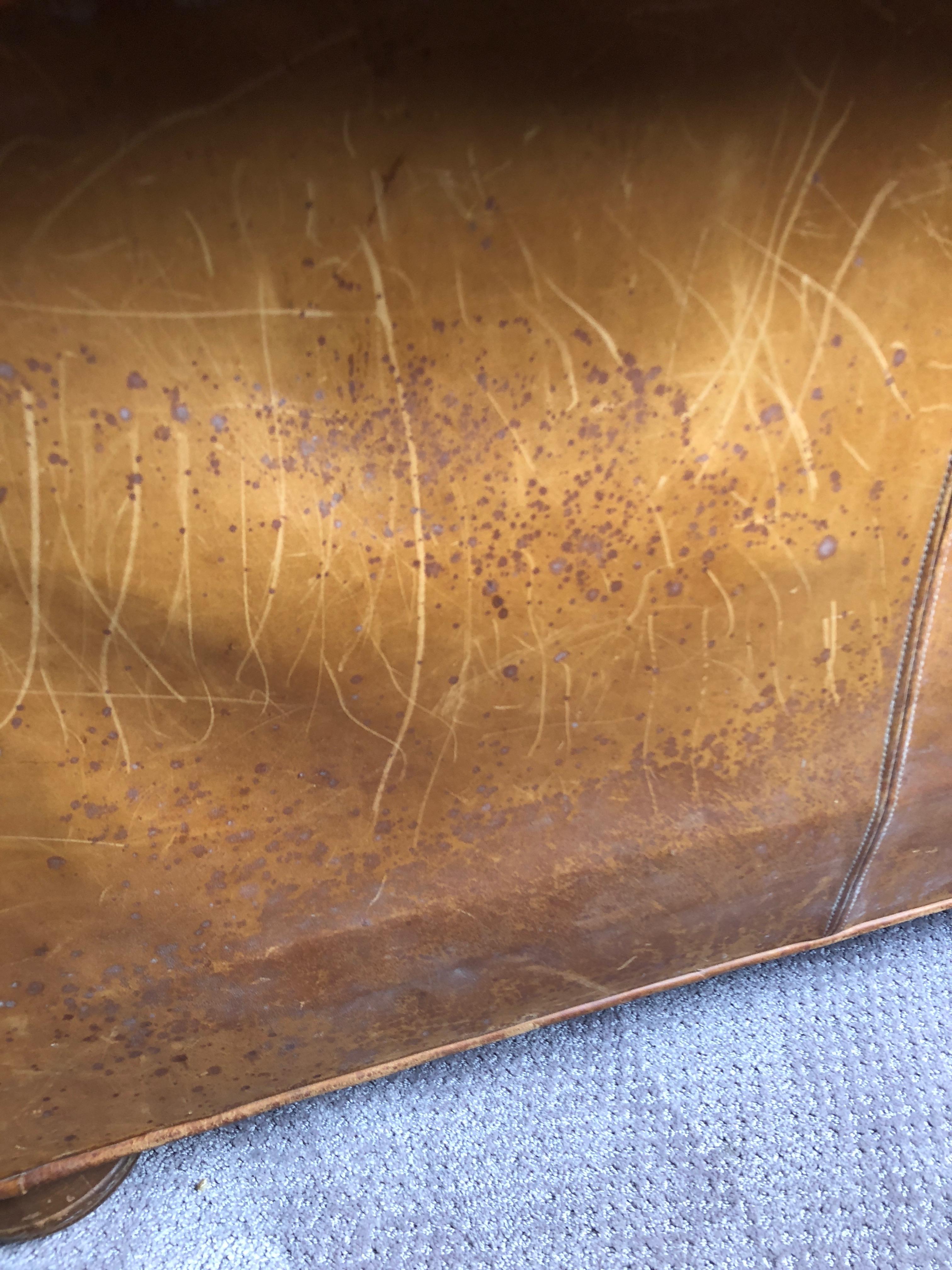 Rare Gorgeously Distressed Vintage Cognac Leather Chesterfield 6
