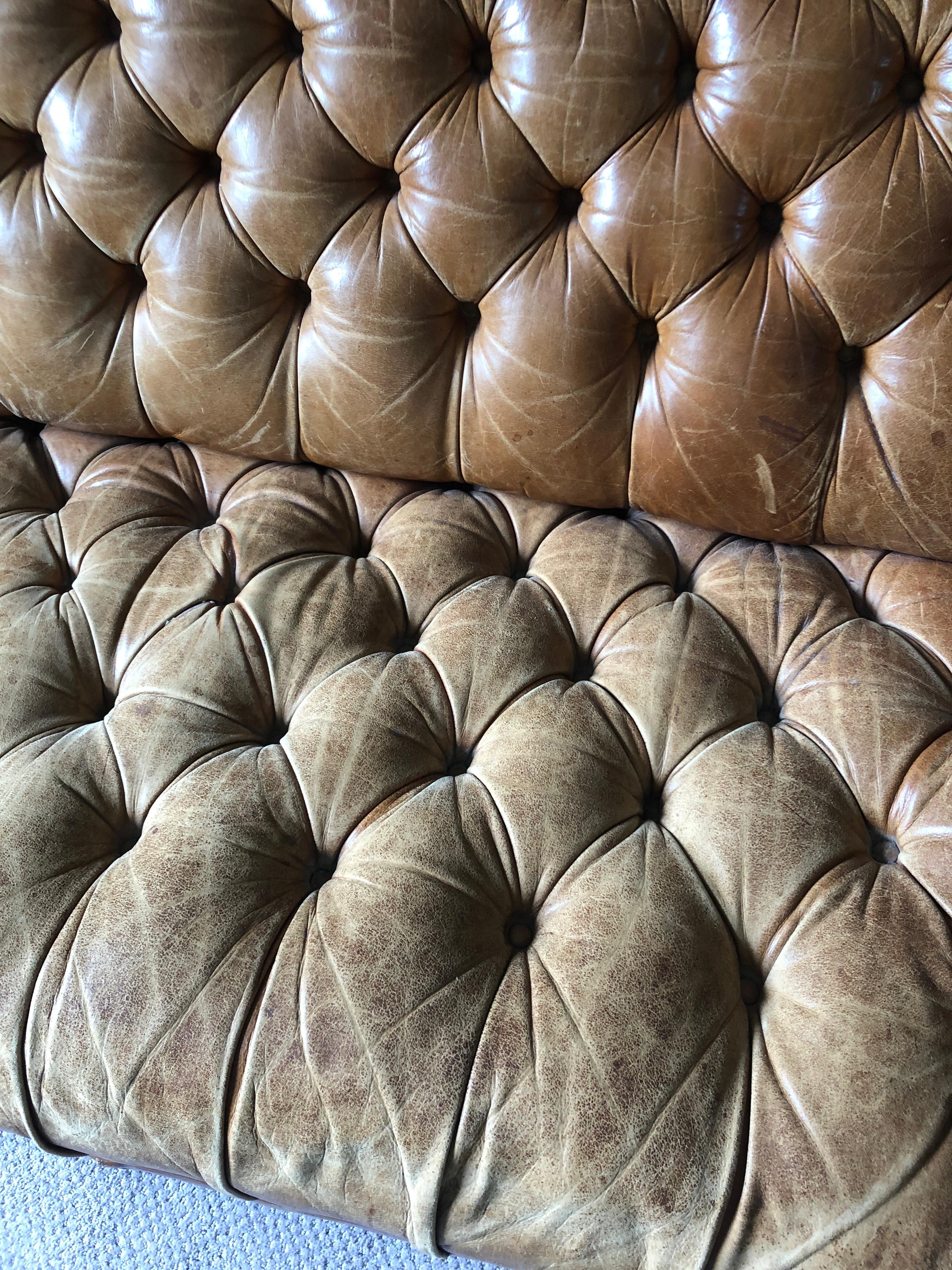 distressed leather chesterfield