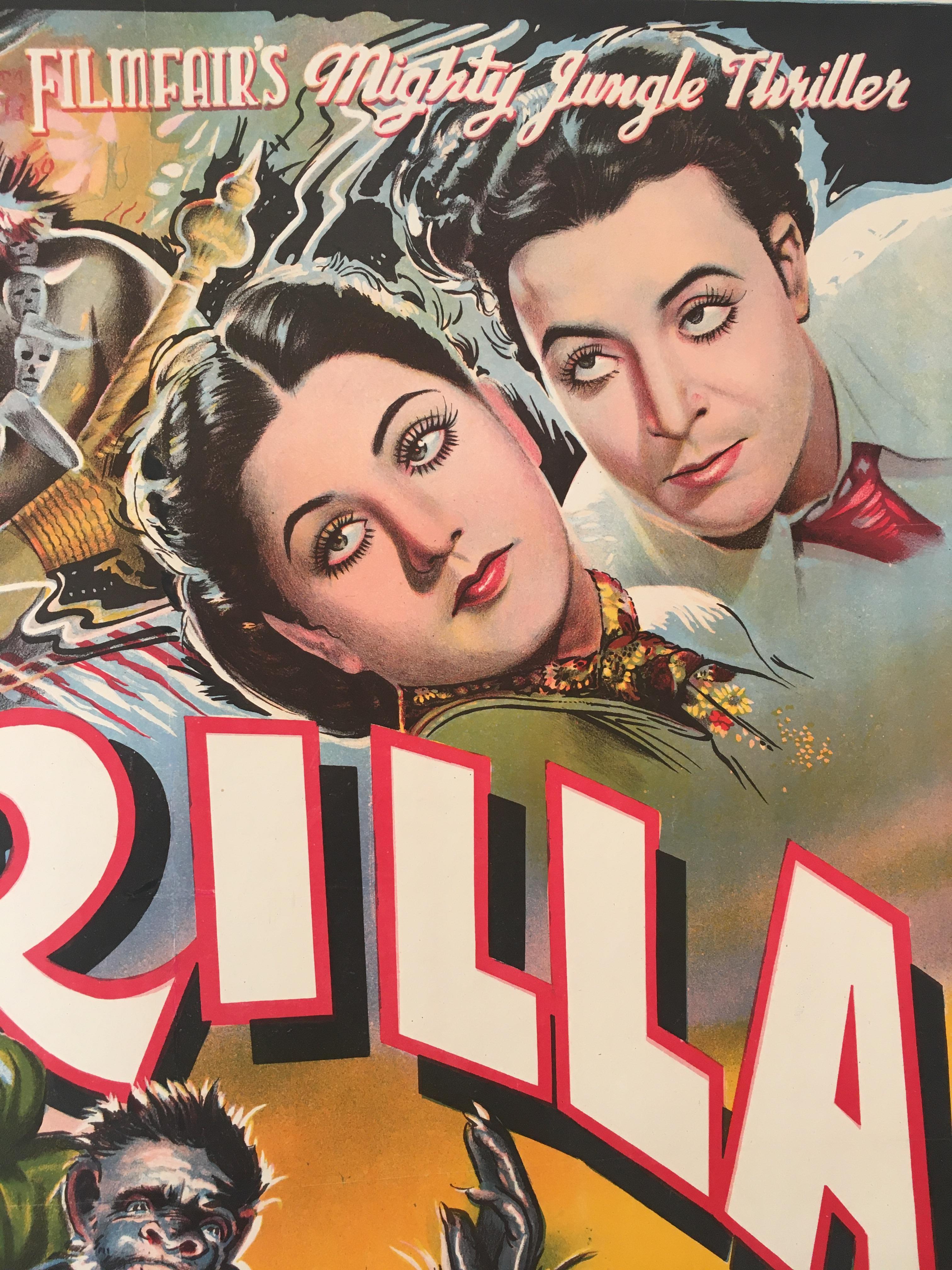 Rare affiche originale du film indien « Gorilla », 1953 3