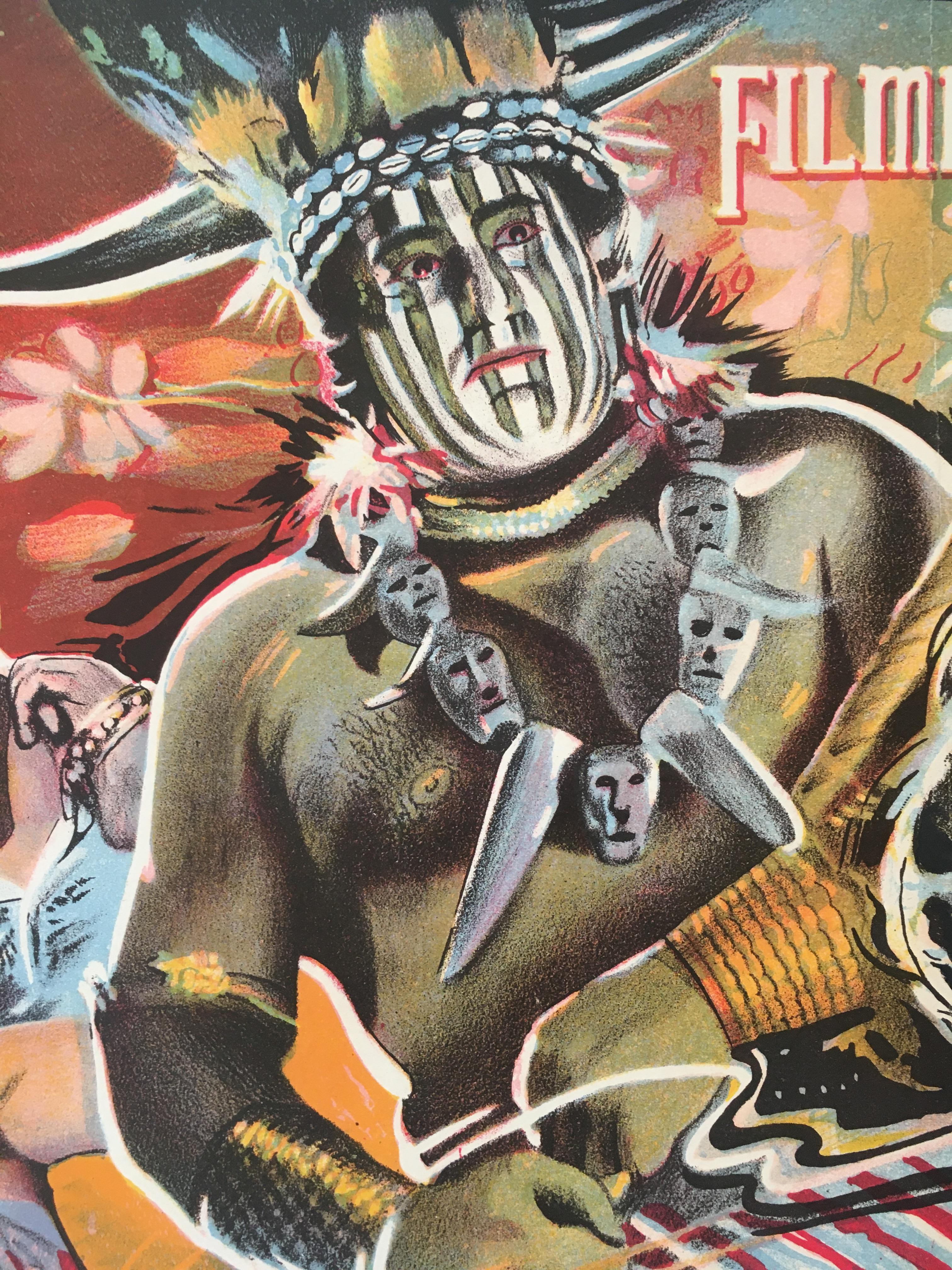 Milieu du XXe siècle Rare affiche originale du film indien « Gorilla », 1953