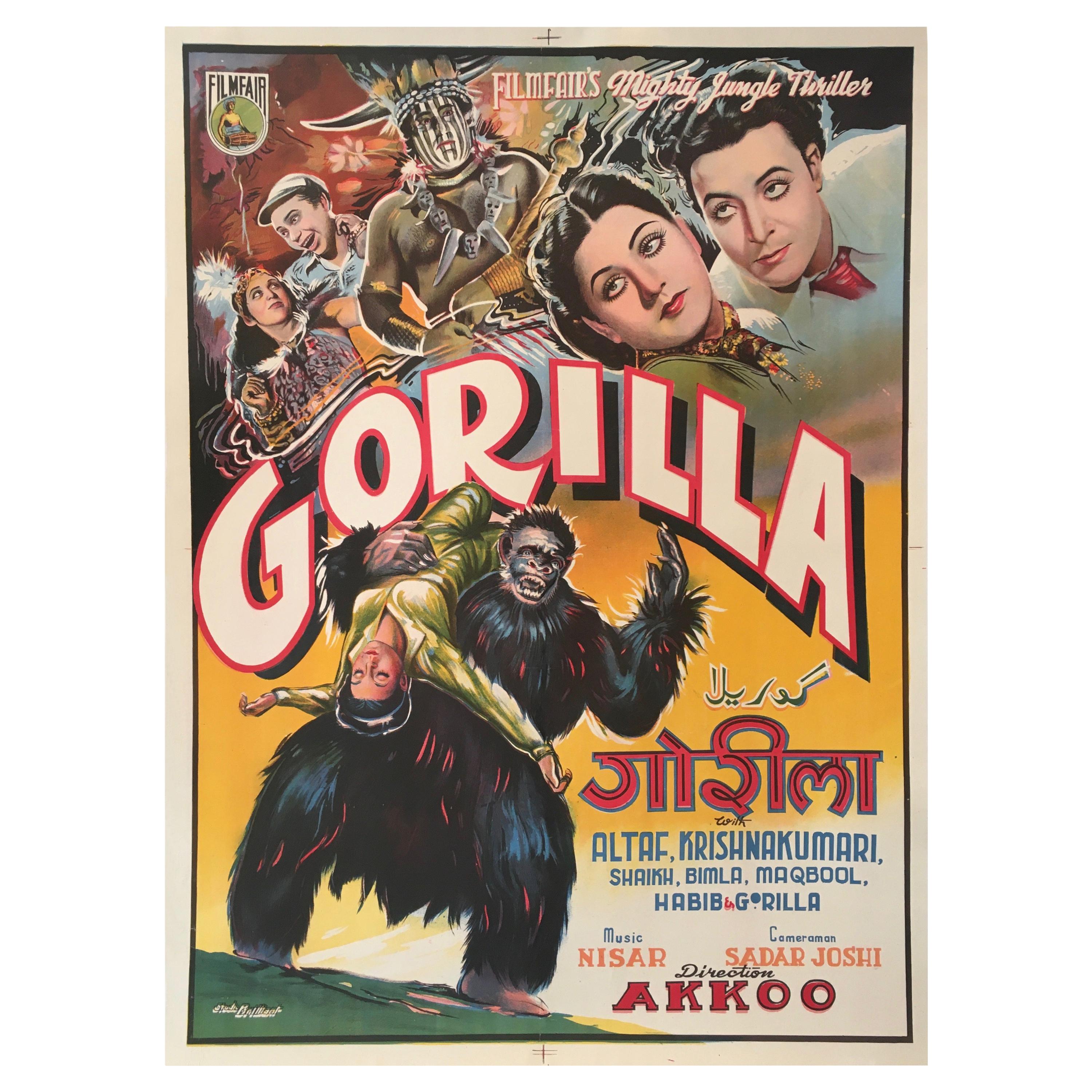 Rare affiche originale du film indien « Gorilla », 1953