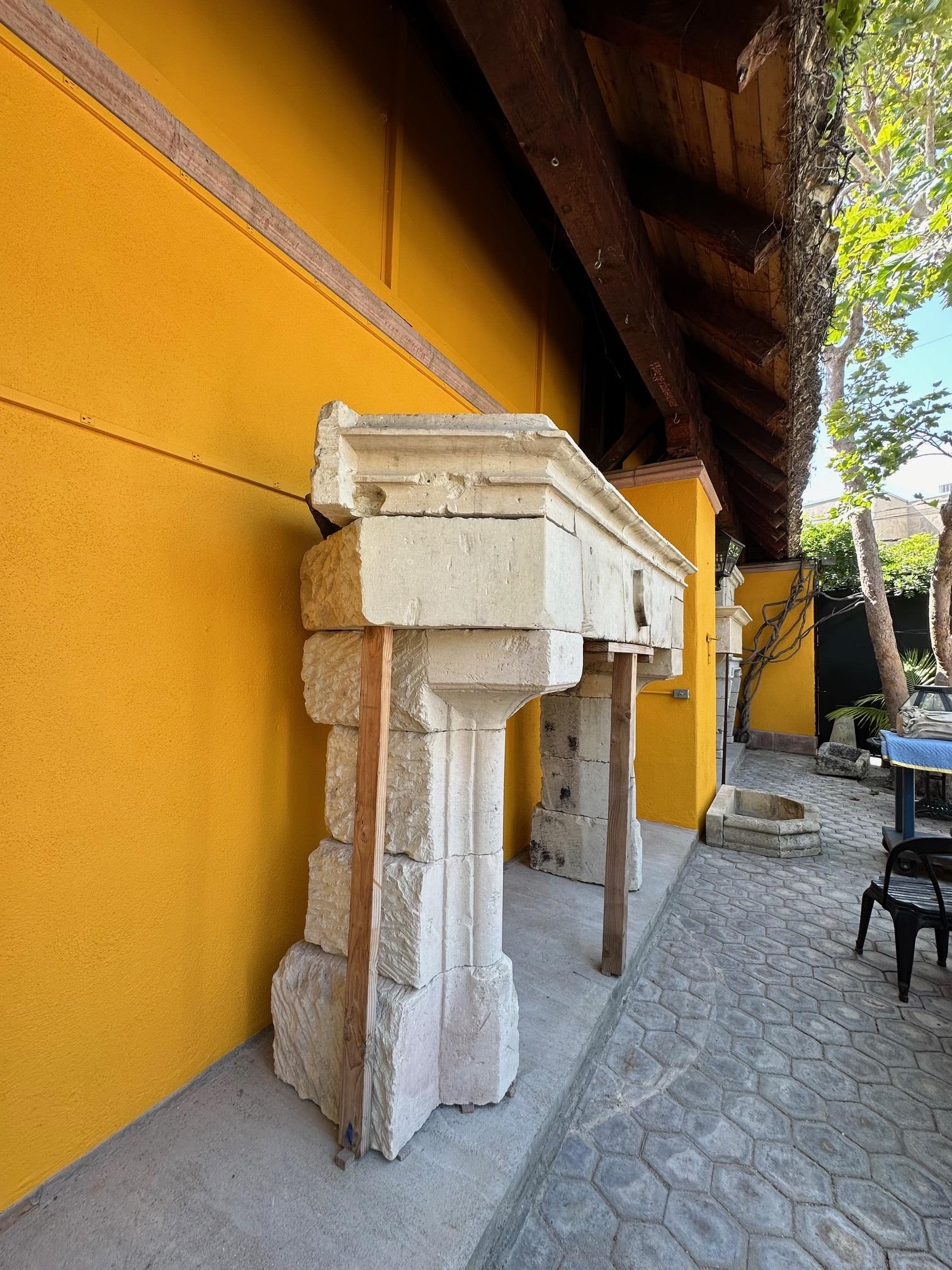 Raro Castillo Gótico Chimenea de Piedra Caliza Chimenea Chateau Piedra Tallada a Mano en venta 8