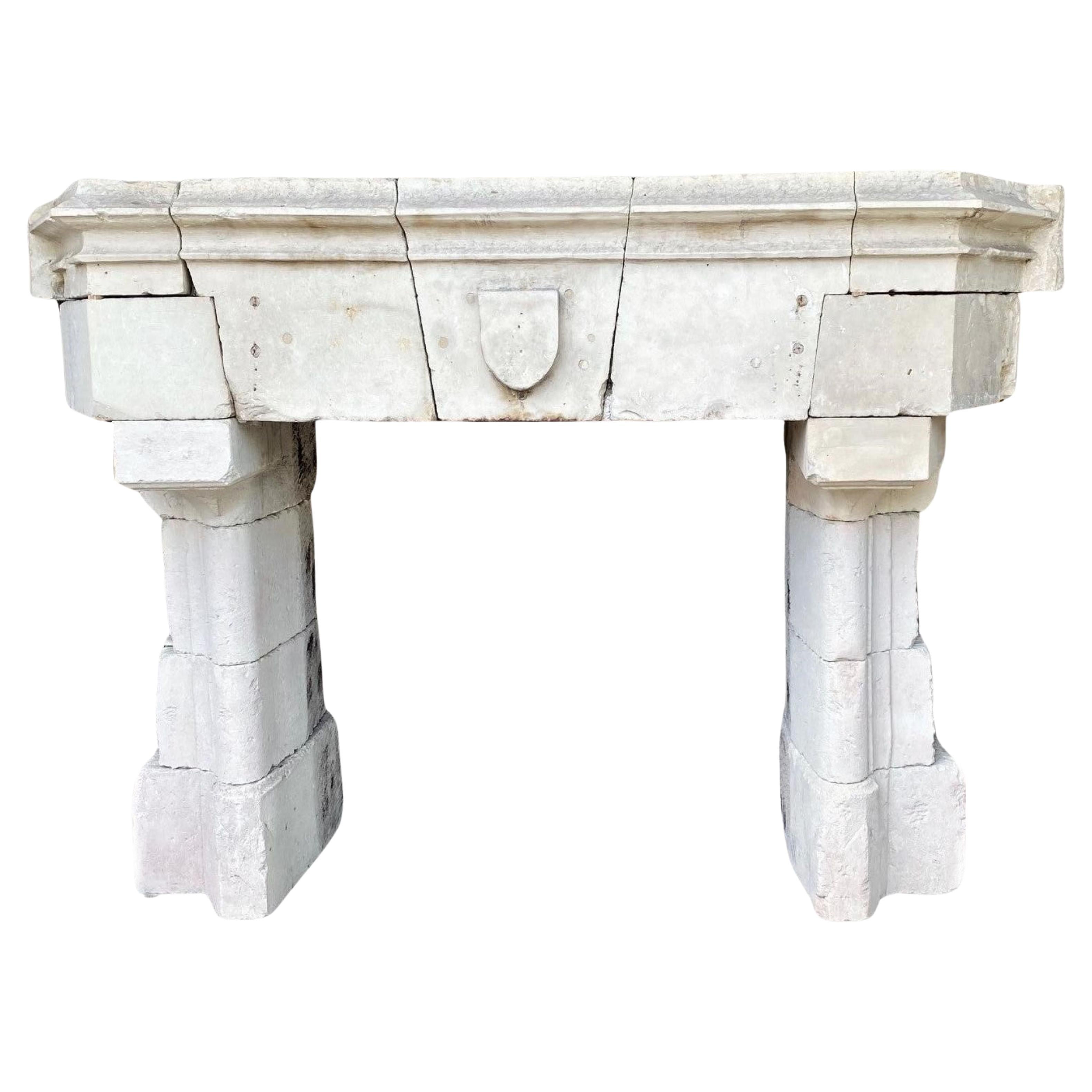 Raro Castillo Gótico Chimenea de Piedra Caliza Chimenea Chateau Piedra Tallada a Mano en venta