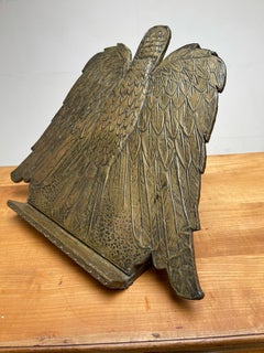Rare Gothic Revival Embossed Brass Eagle Sculpture Church Altar Bible Stand
