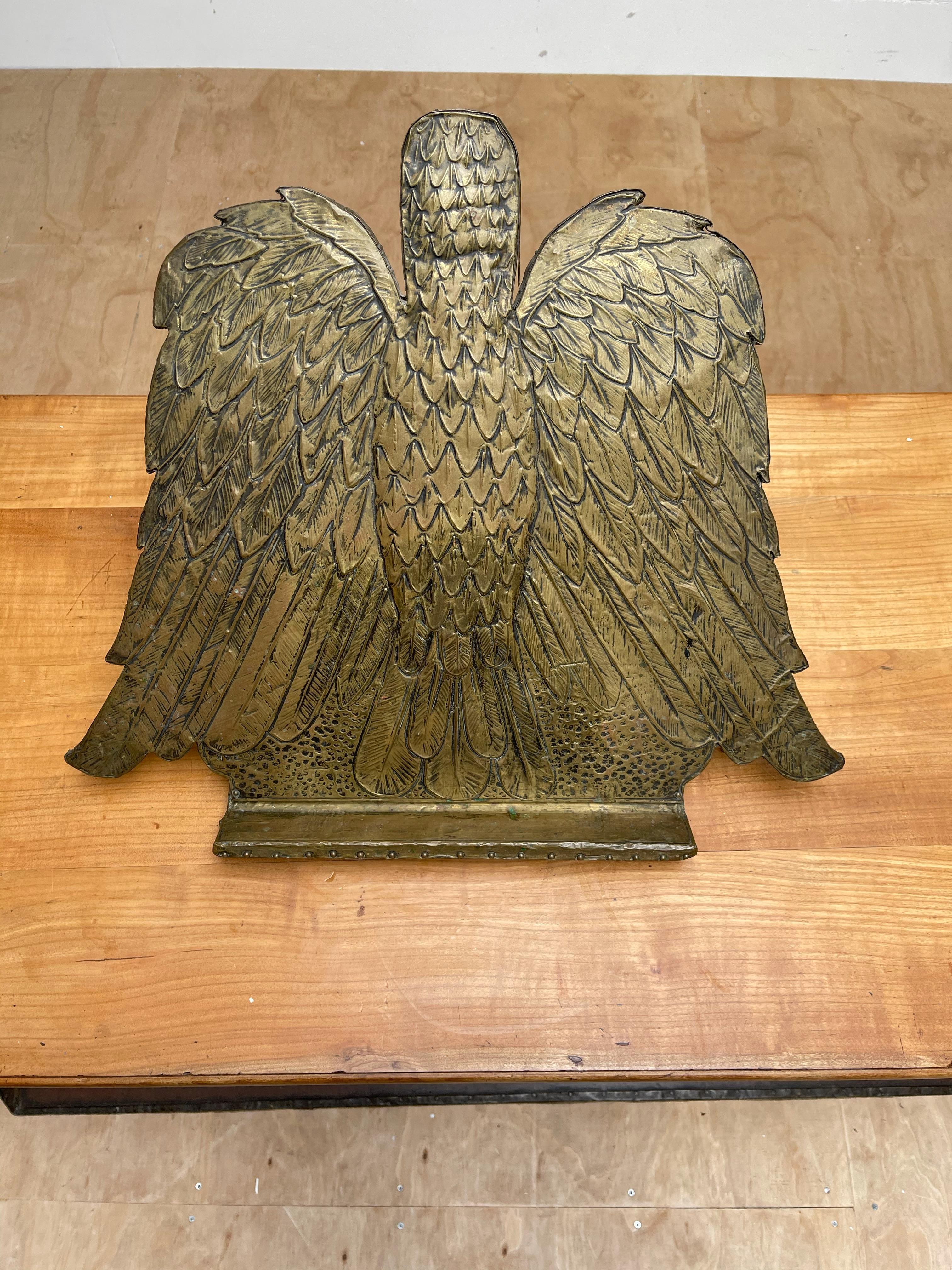 Rare Gothic Revival Embossed Brass Eagle Sculpture Church Altar Bible Stand For Sale 12