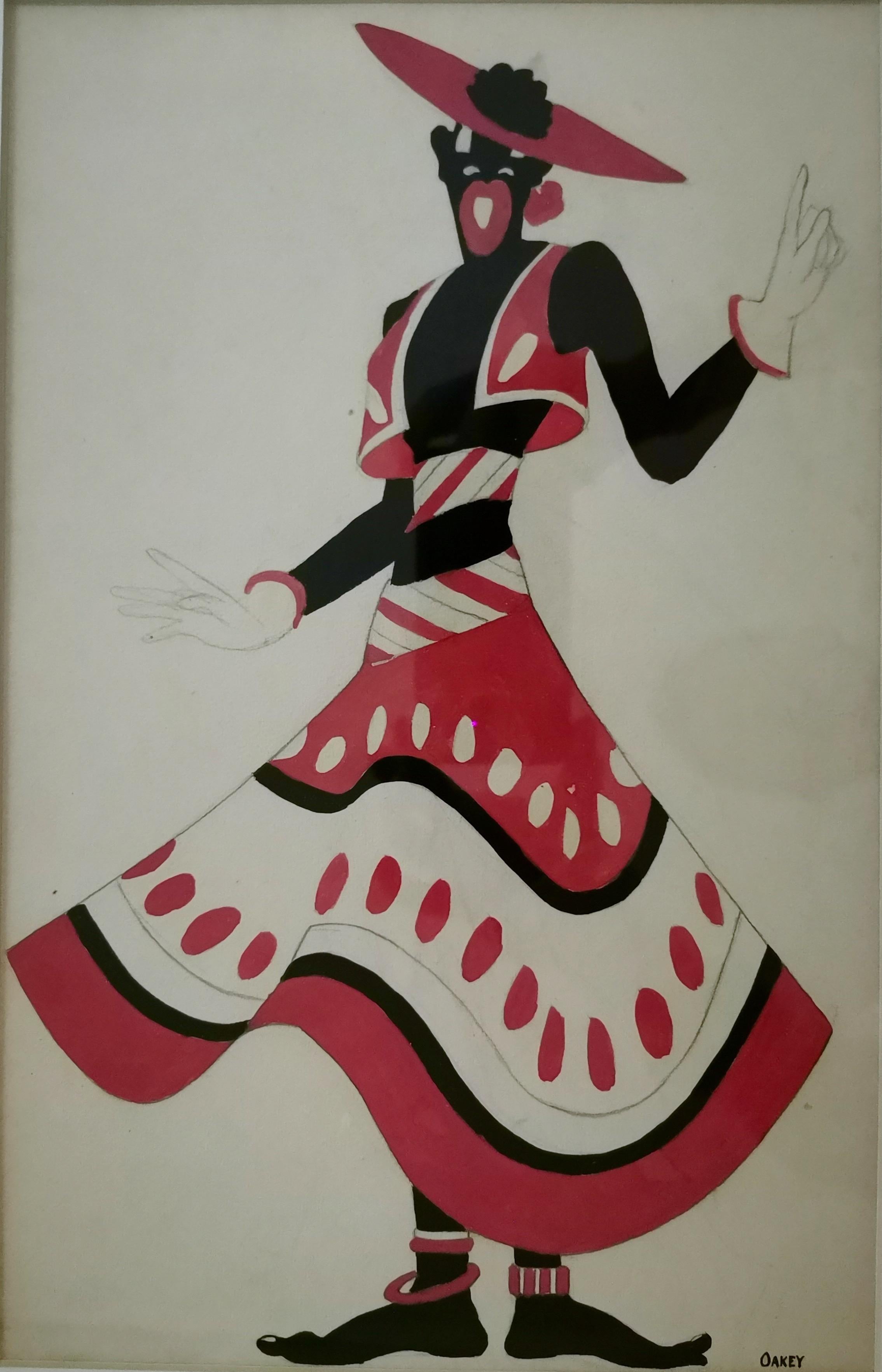 Rare Gouache Black Fashion Illustrations by Oakey 60s/70s For Sale 3