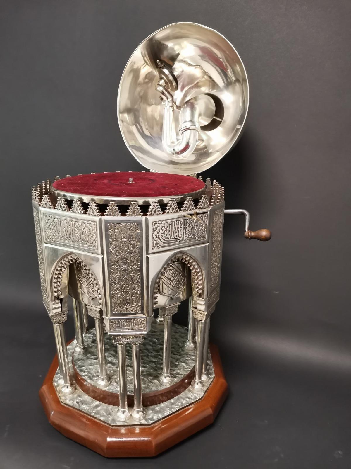Silver Rare Gramophone Made for the Gramophone Exhibition in Seville in 1925 For Sale