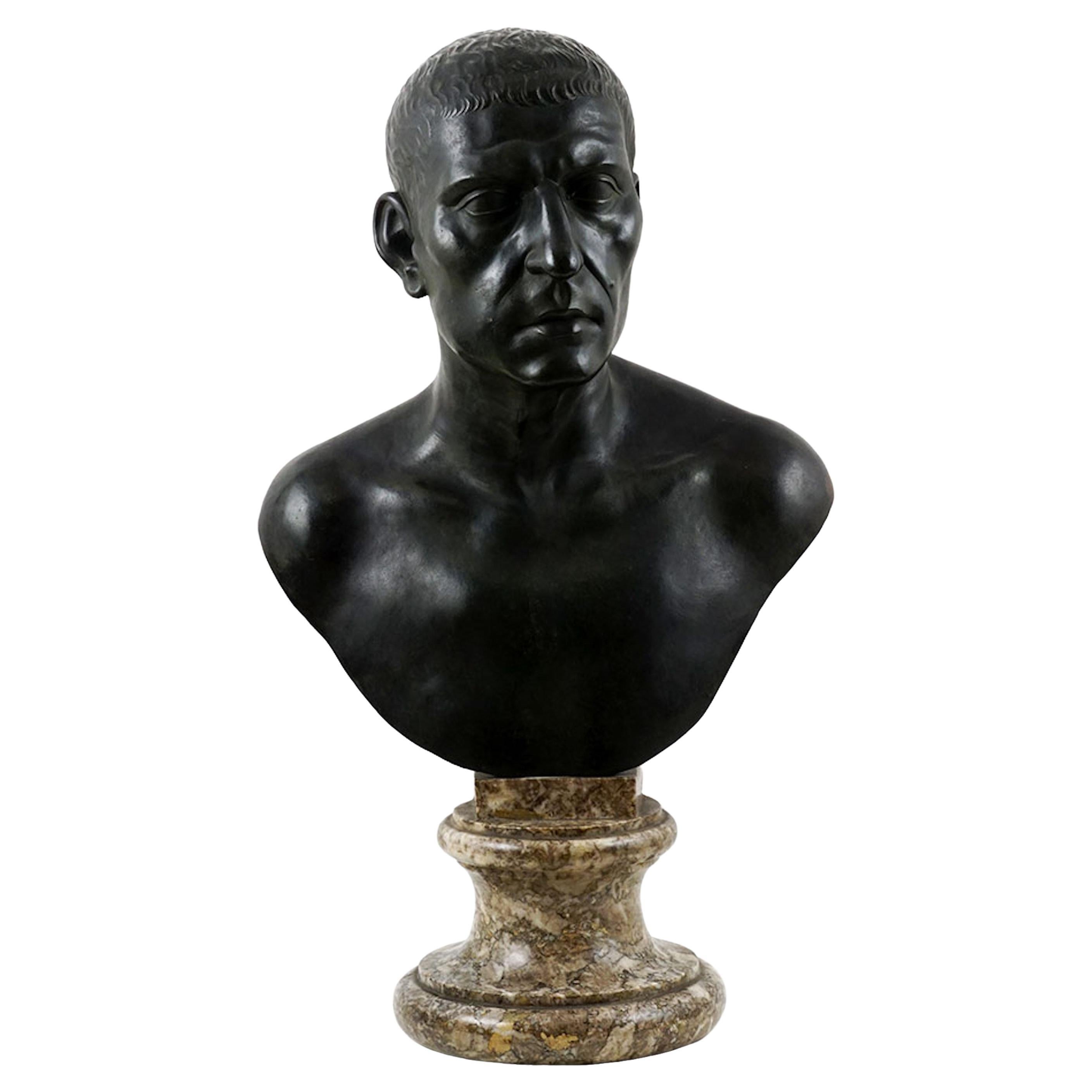 Rare Grand Tour Bronze Bust of Cicero After Massimiliano Soldani Benzi For Sale