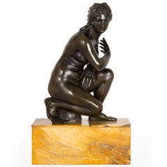 Rare Grand Tour Italian Antique Bronze Sculpture “Crouching Venus” circa 1850