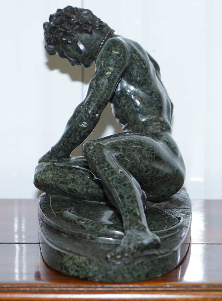 Rare Grand Tour Large Sized 19th Century Green Marble Statue of the