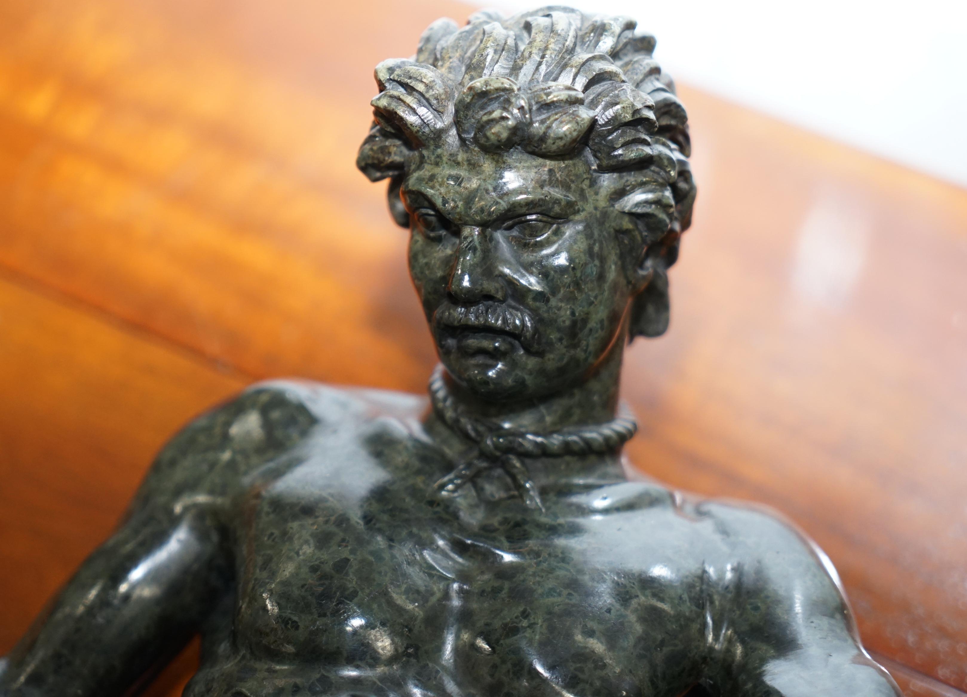 Rare Grand Tour Large Sized 19th Century Green Marble Statue of the Dying Gaul 14