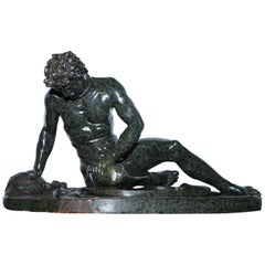 Rare Grand Tour Large Sized 19th Century Green Marble Statue of the Dying Gaul
