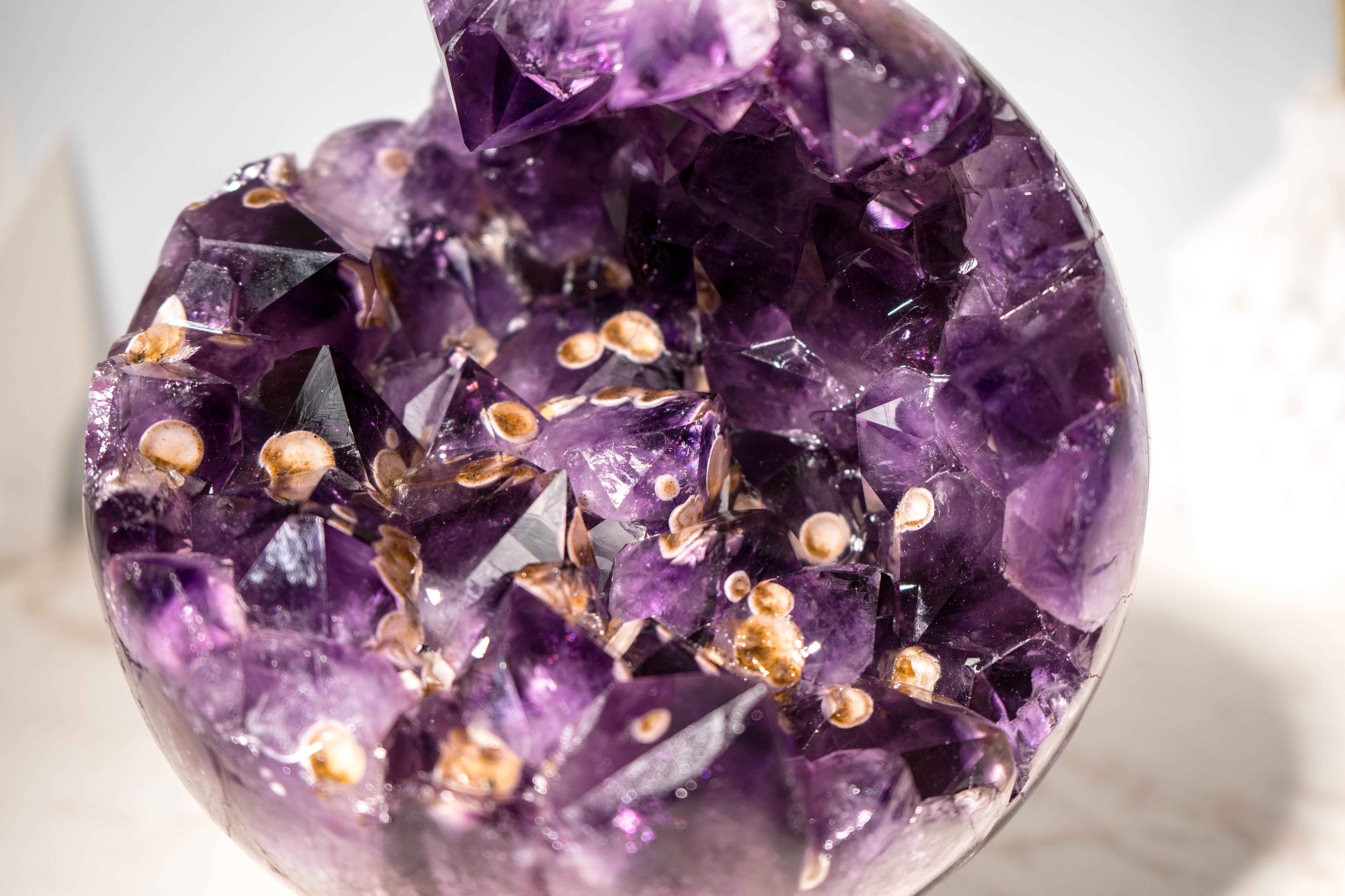 Large Grape Jelly Amethyst Sphere with Cristobalite Inclusions For Sale 1