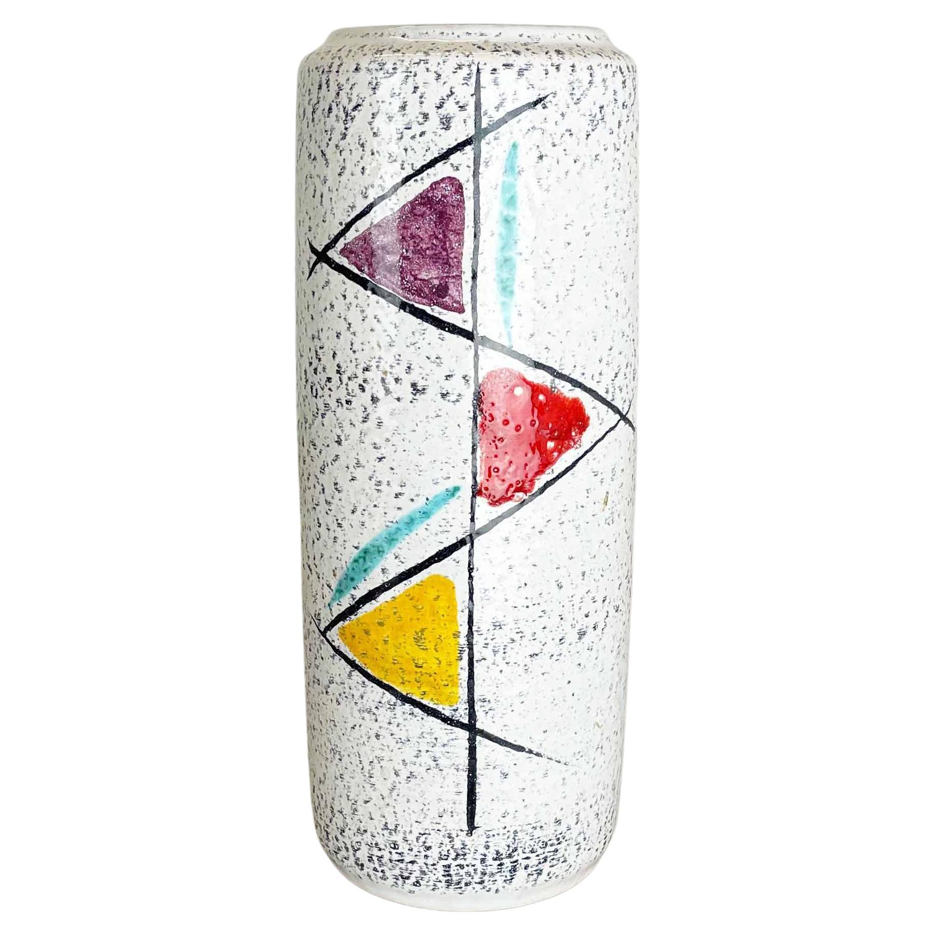 Rare vase « Graphic » en lave grasse multicolore de Scheurich, Allemagne, WGP 1970