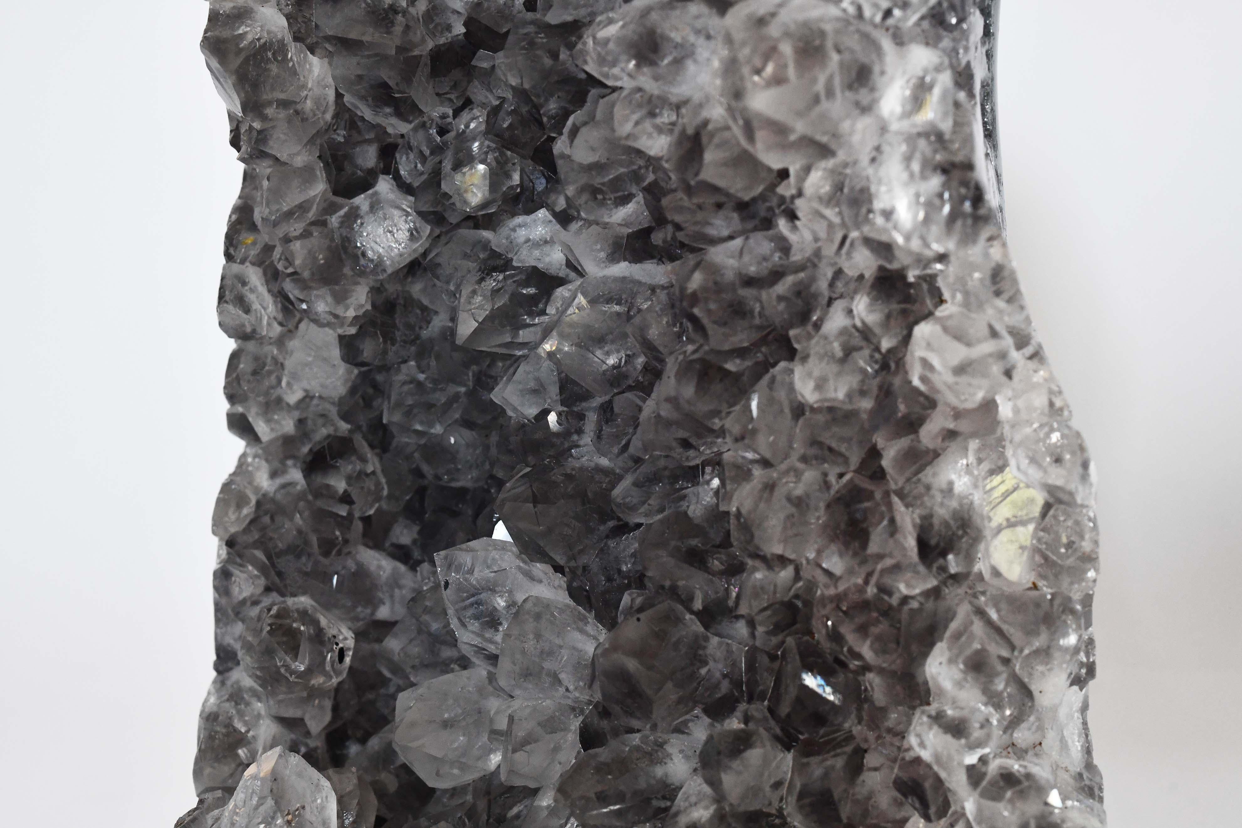 Rare grayish rock crystal sculpture with multi peaks.  
  