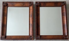 Rare and Great Condition Pair of Early 1800s Empire Style Nutwood Wall Mirrors