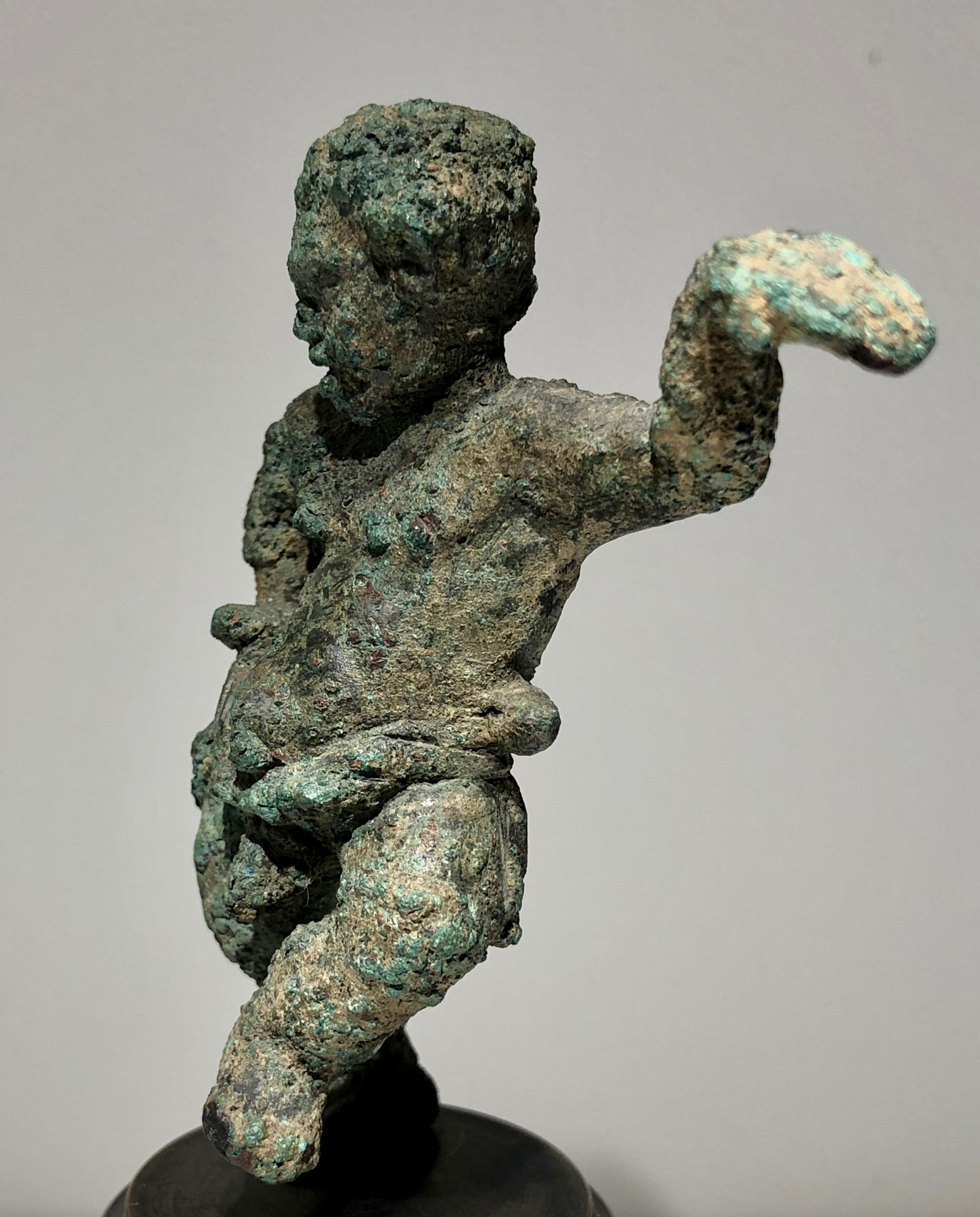 Hellenistic Rare Greek, 'Alexandrian', Bronze Grotesque Statuette of a Pugilist Boxer
