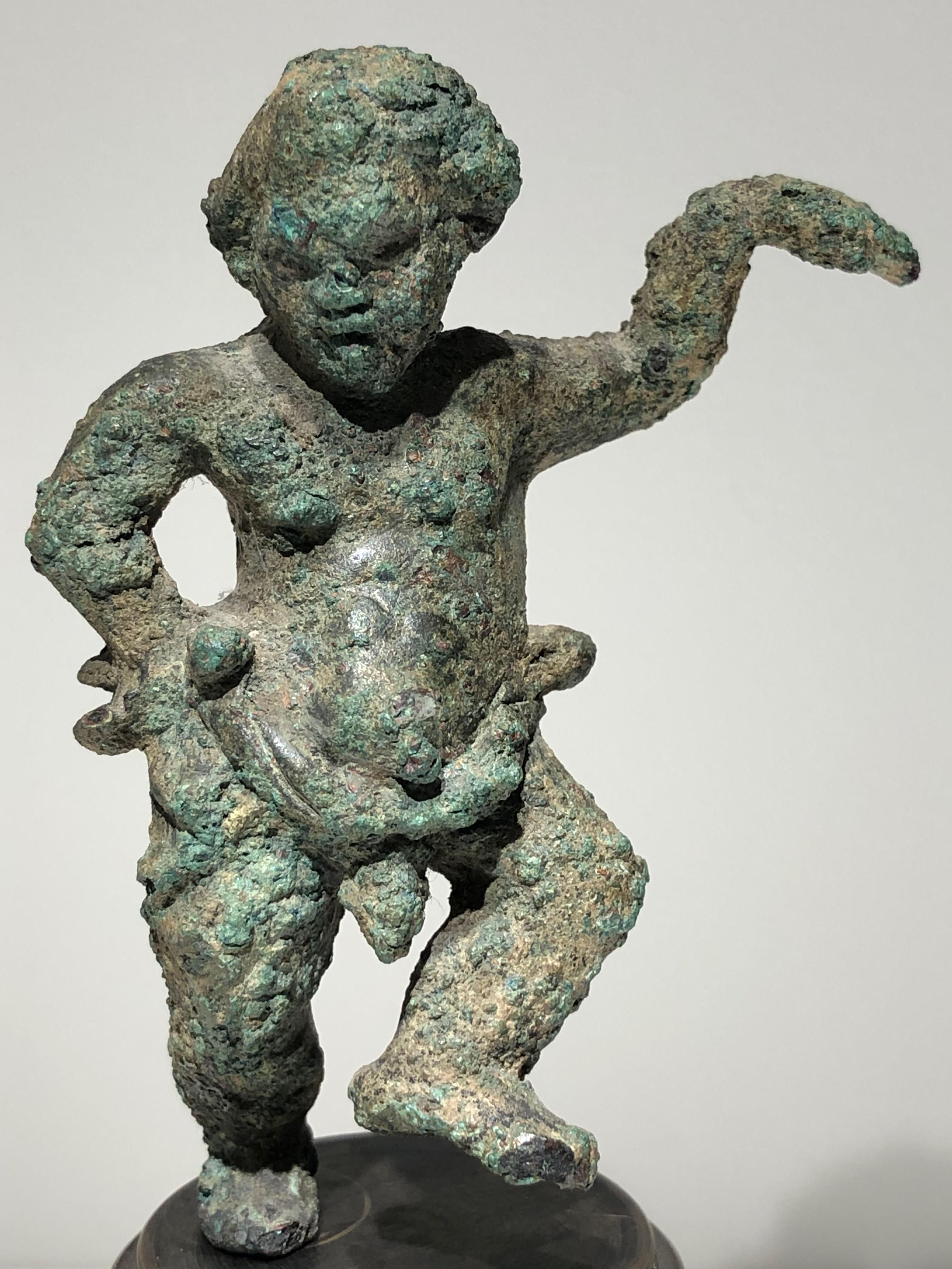 Egyptian Rare Greek, 'Alexandrian', Bronze Grotesque Statuette of a Pugilist Boxer