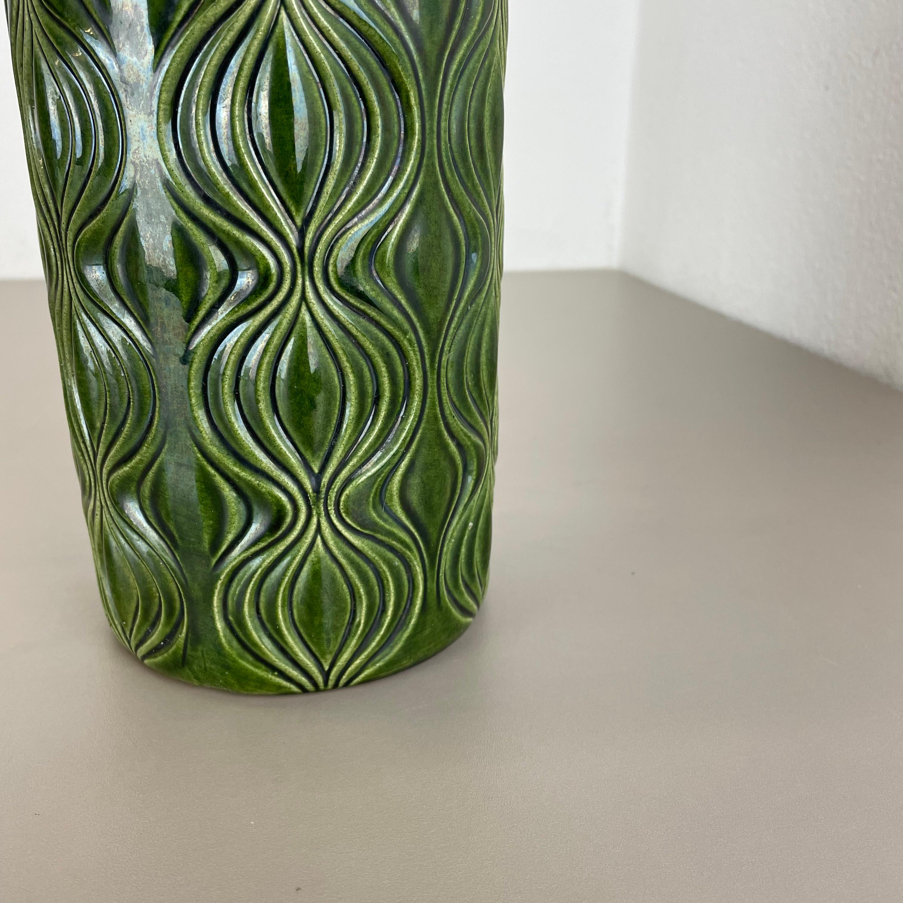 Rare vase de sol vert en lave grasse « Onion » de Scheurich, Allemagne, 1970 en vente 10