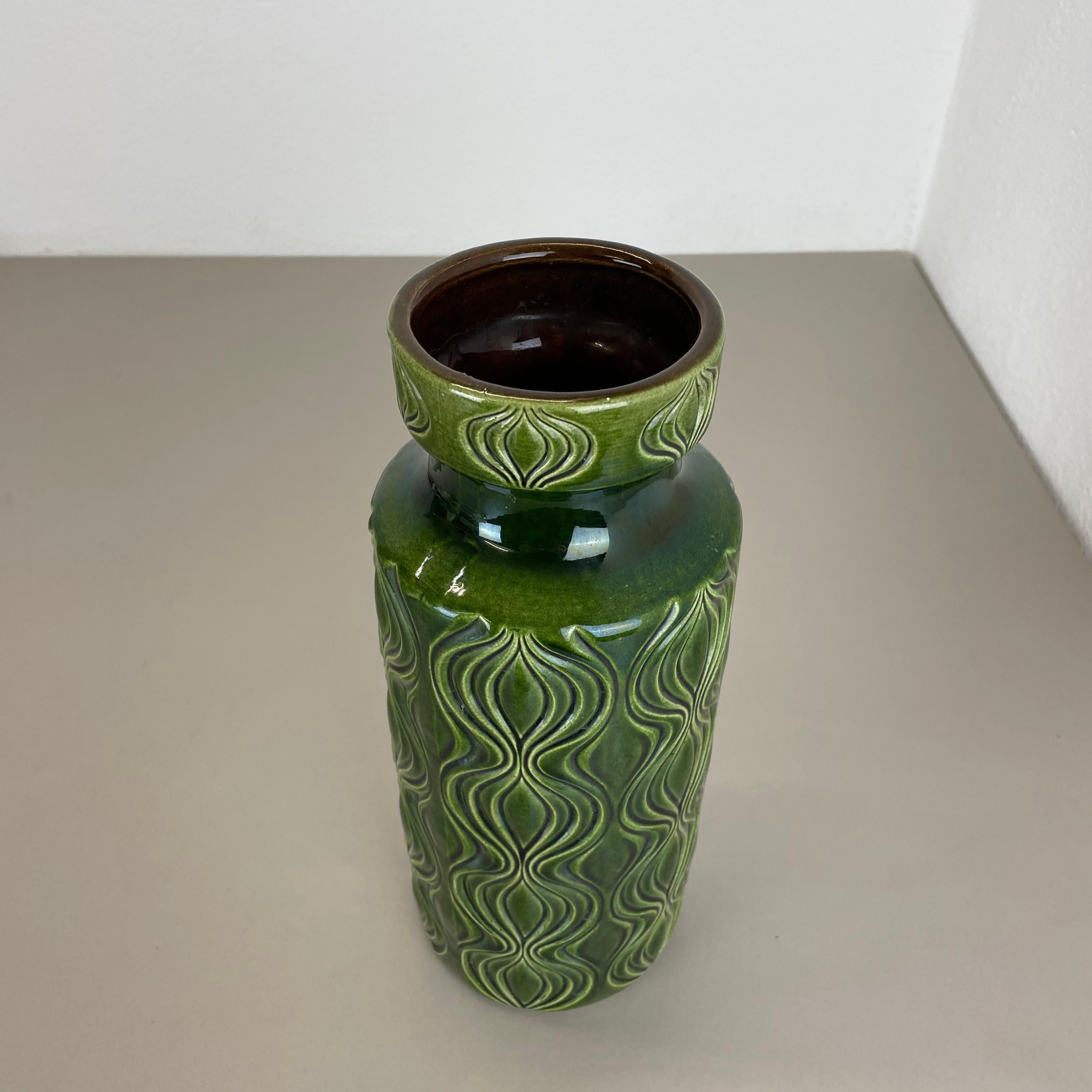 Mid-Century Modern Rare vase de sol vert en lave grasse « Onion » de Scheurich, Allemagne, 1970 en vente