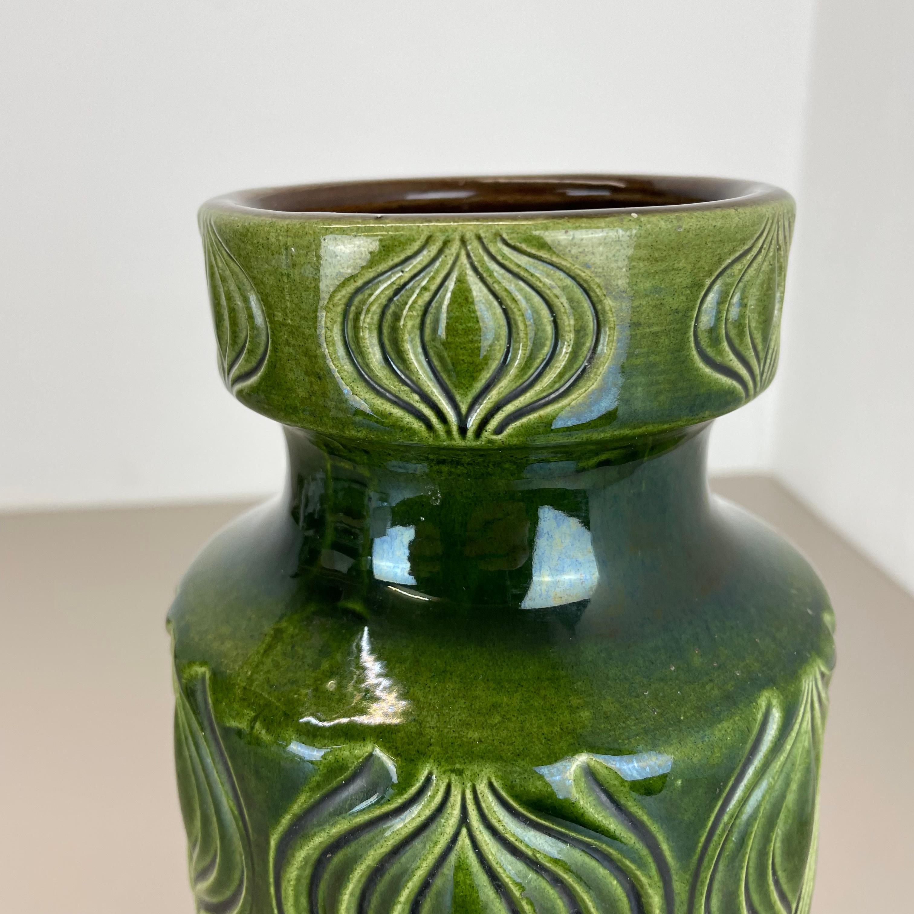 Seltene grüne Bodenvase Fat Lava „Zwiebel“ Vase von Scheurich, Deutschland, 1970er Jahre im Zustand „Gut“ im Angebot in Kirchlengern, DE