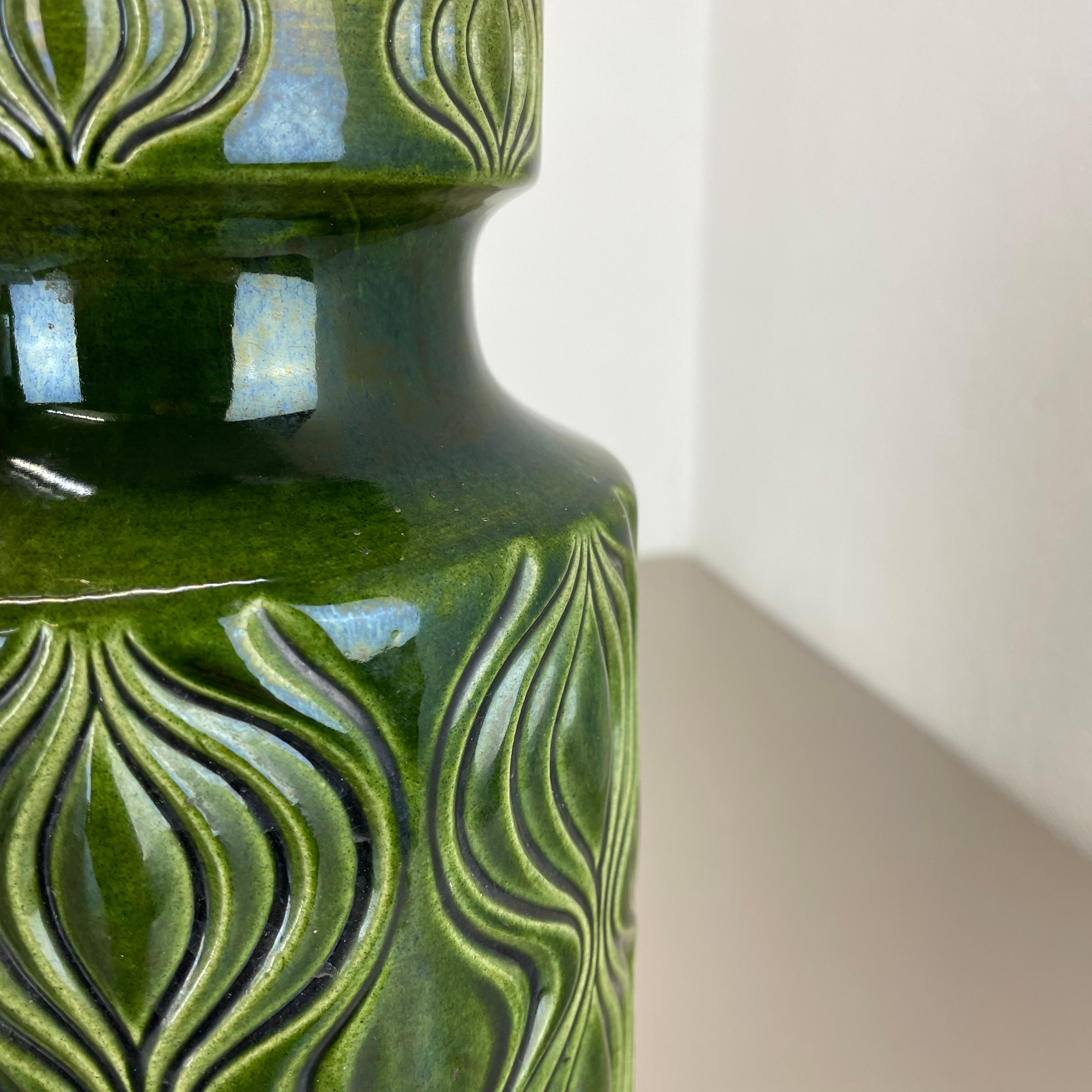 Seltene grüne Bodenvase Fat Lava „Zwiebel“ Vase von Scheurich, Deutschland, 1970er Jahre im Angebot 1