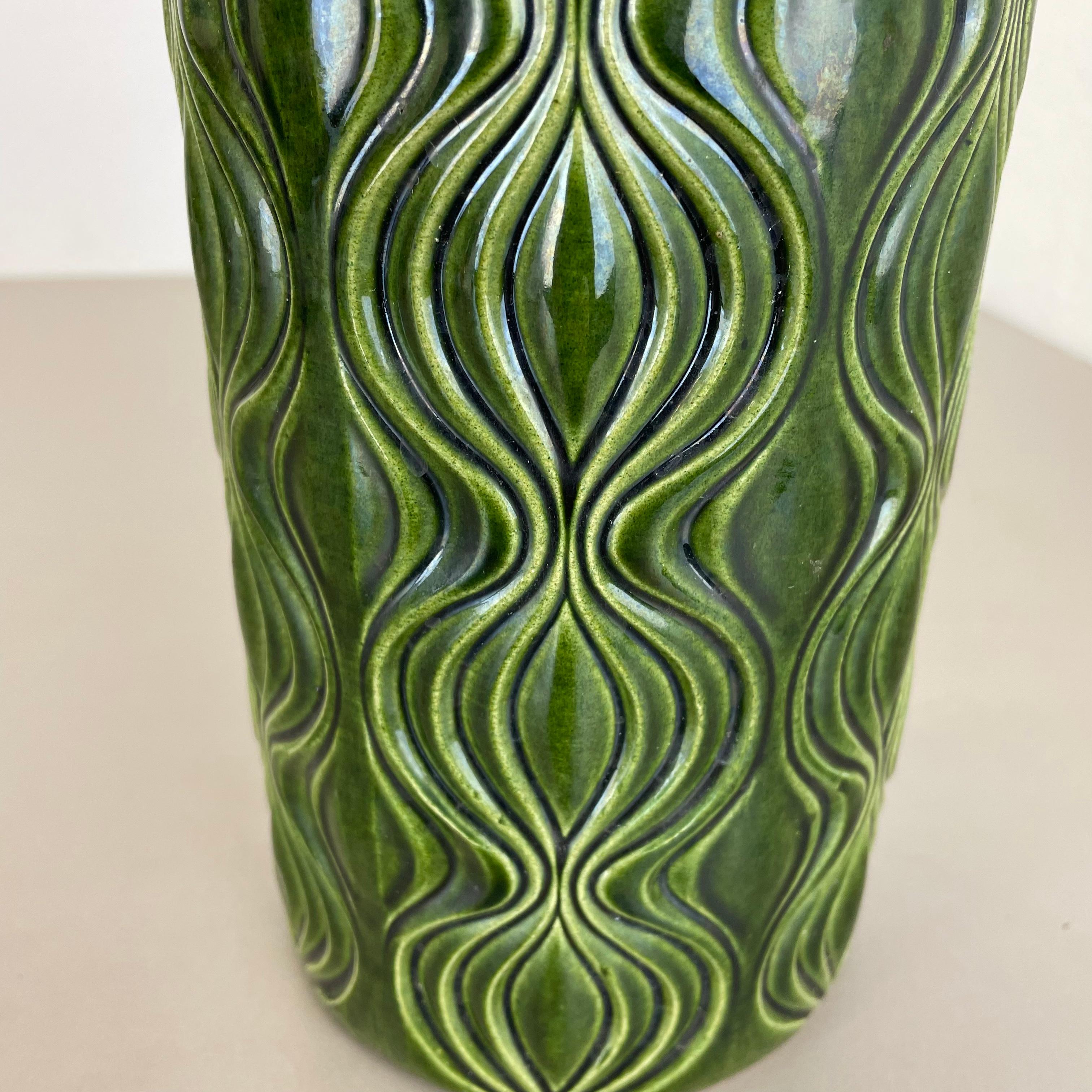 Rare vase de sol vert en lave grasse « Onion » de Scheurich, Allemagne, 1970 en vente 2