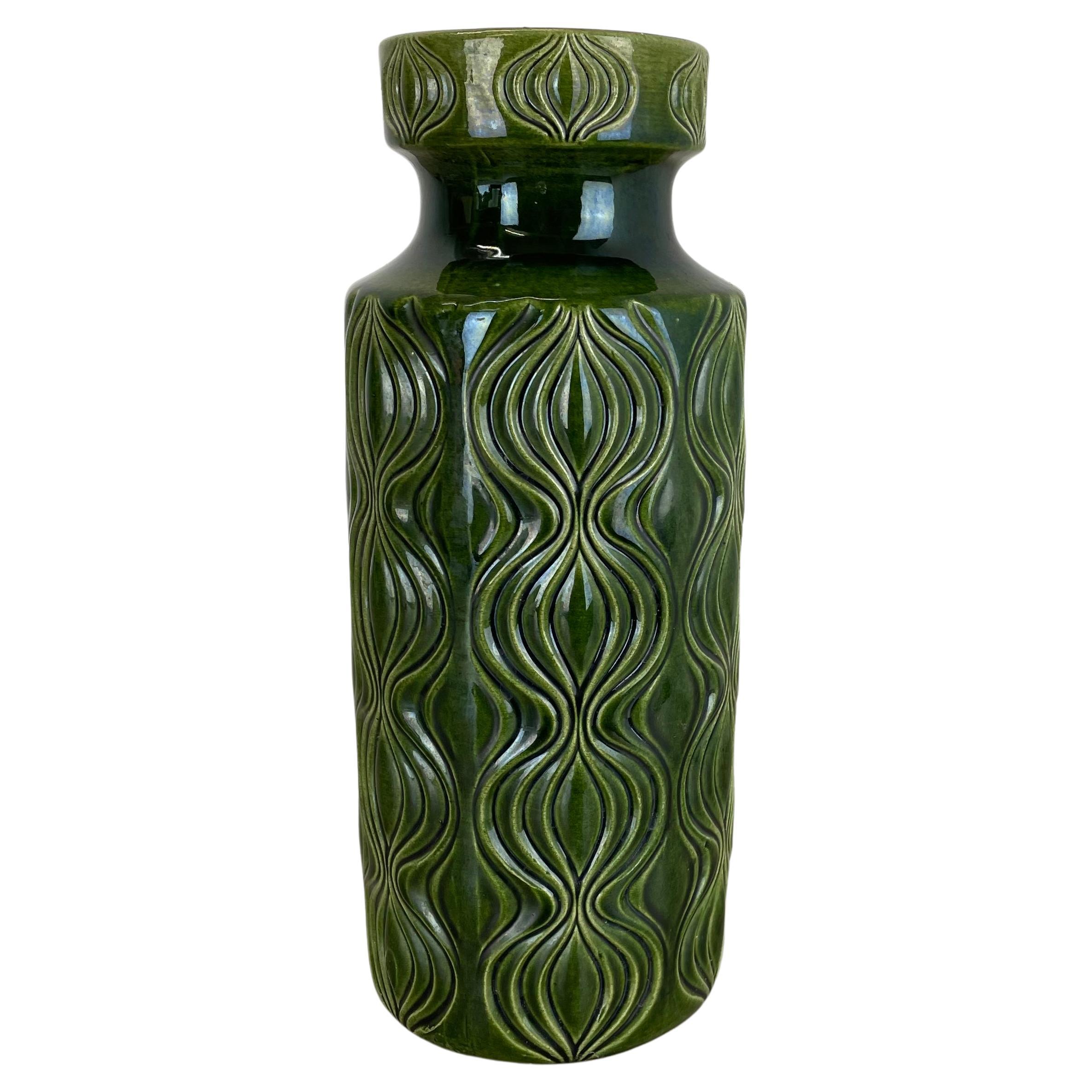 Rare vase de sol vert en lave grasse « Onion » de Scheurich, Allemagne, 1970