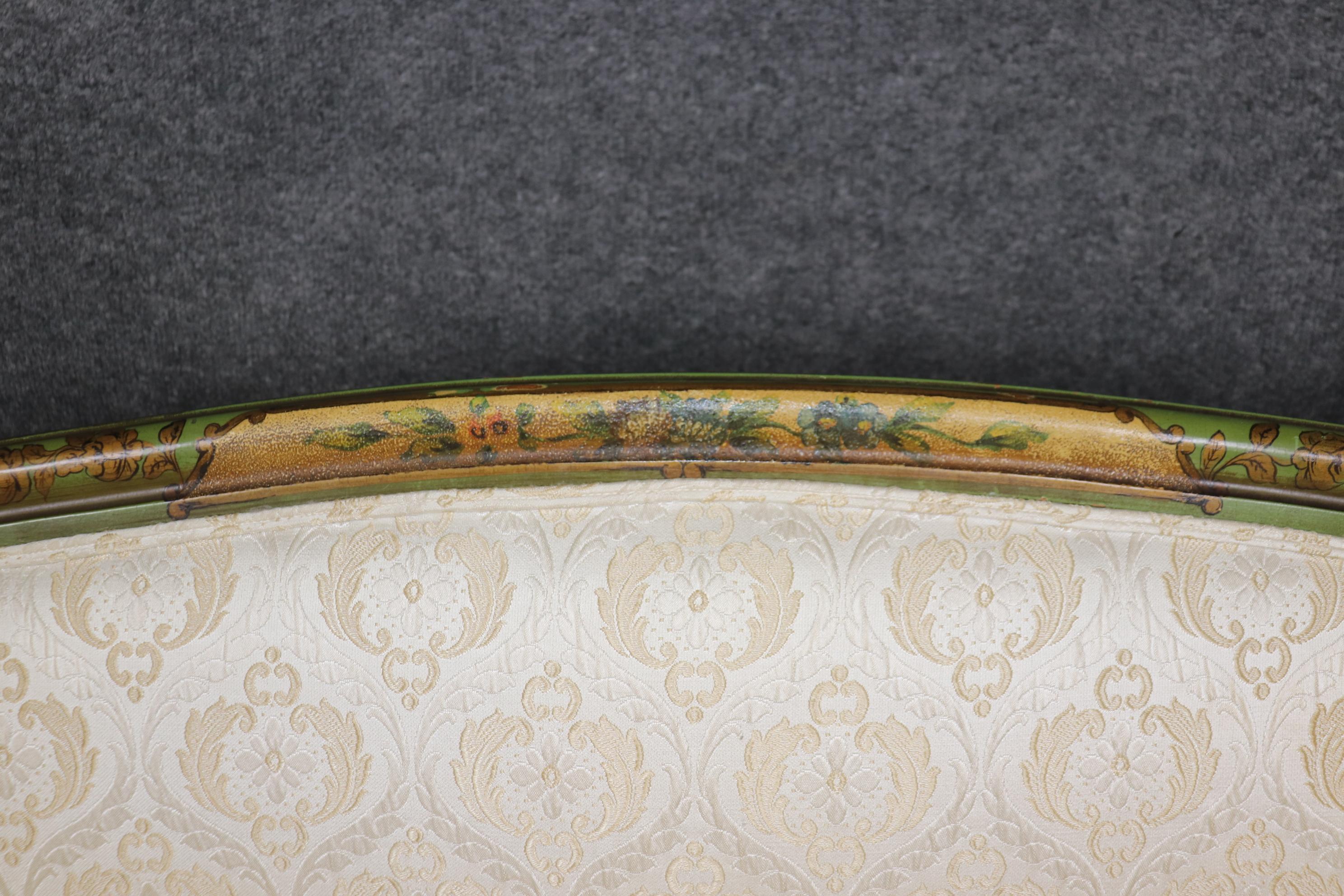 Early 20th Century Rare Green and Gold Chinoiserie Gondola Form Italian-Made Settee Loveseat