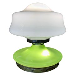 Rare Green and White Opaline Glass Table Lamp, 1970s