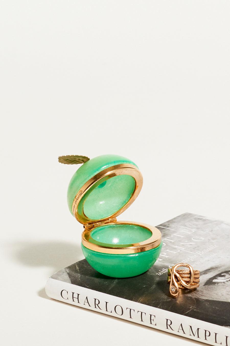 Late 20th Century Rare Green Apple Alabaster Ring Pot