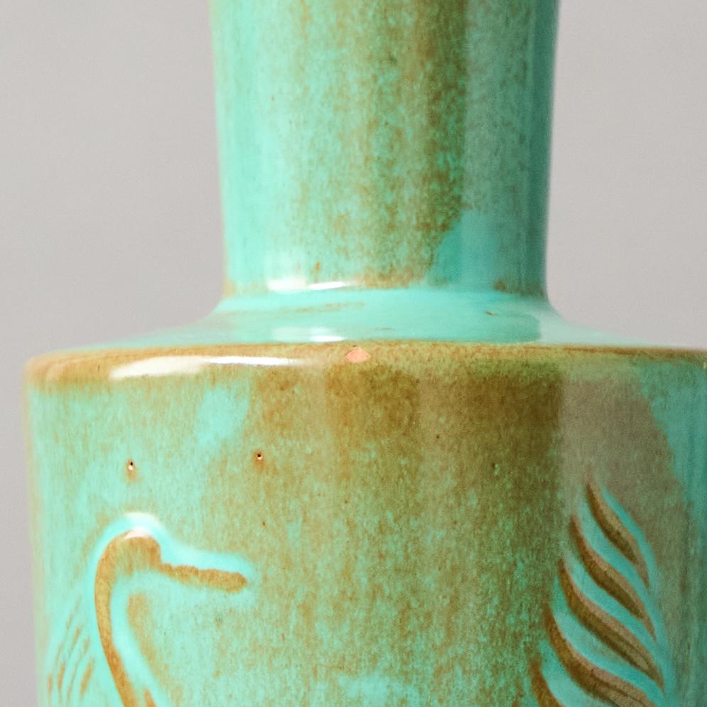 Rare Green Art Deco Ceramic Vase by Ewald Dahlskog, Bo Fajans, Sweden, 1930. For Sale 4