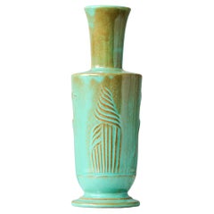 Rare Green Art Deco Ceramic Vase by Ewald Dahlskog, Bo Fajans, Sweden, 1930.