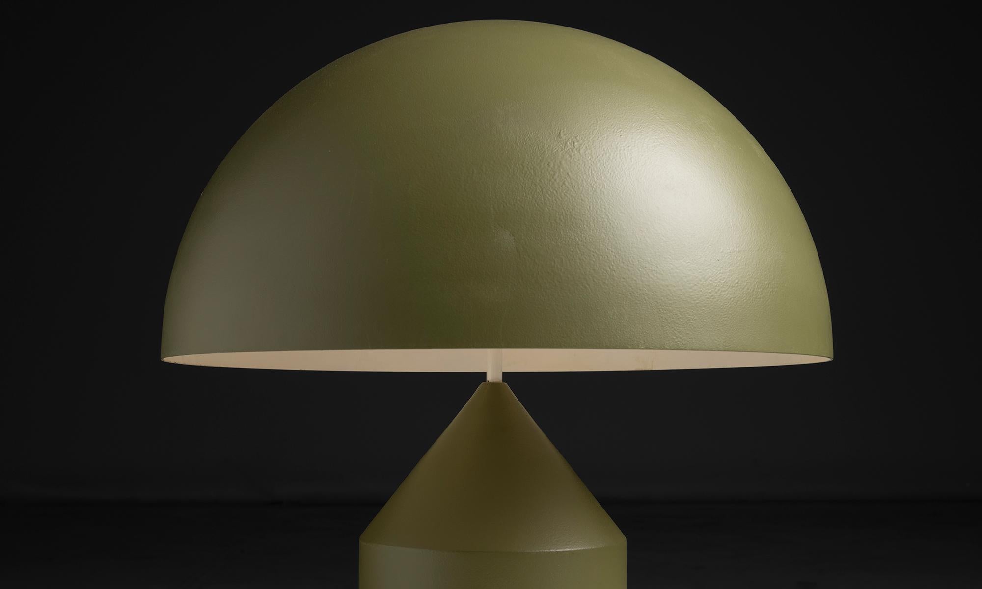 Italy, 1970
Rare green Atollo table lamp by Vico Magistretti, produced by O-Luce.
19.5”dia x 28”h
Ref. L5231
$ 6,400
