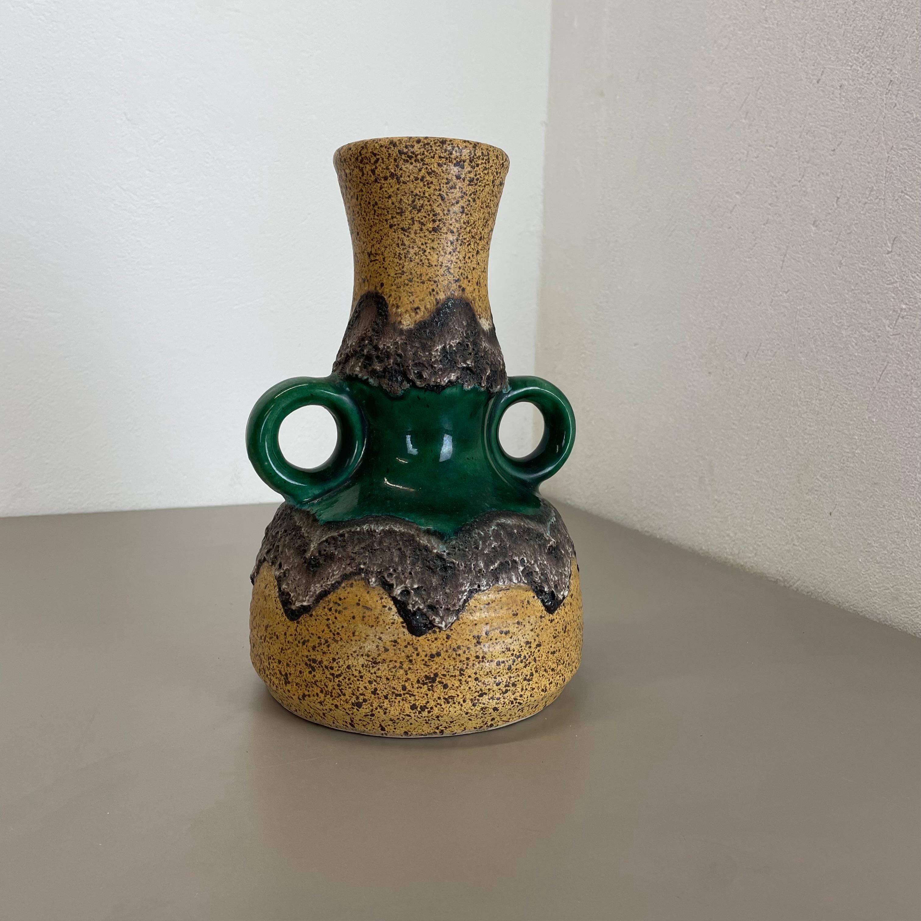 Mid-Century Modern Rare Green Brutalist Fat Lava Ceramic Vases by Dümler and Breiden Germany, 1970s For Sale