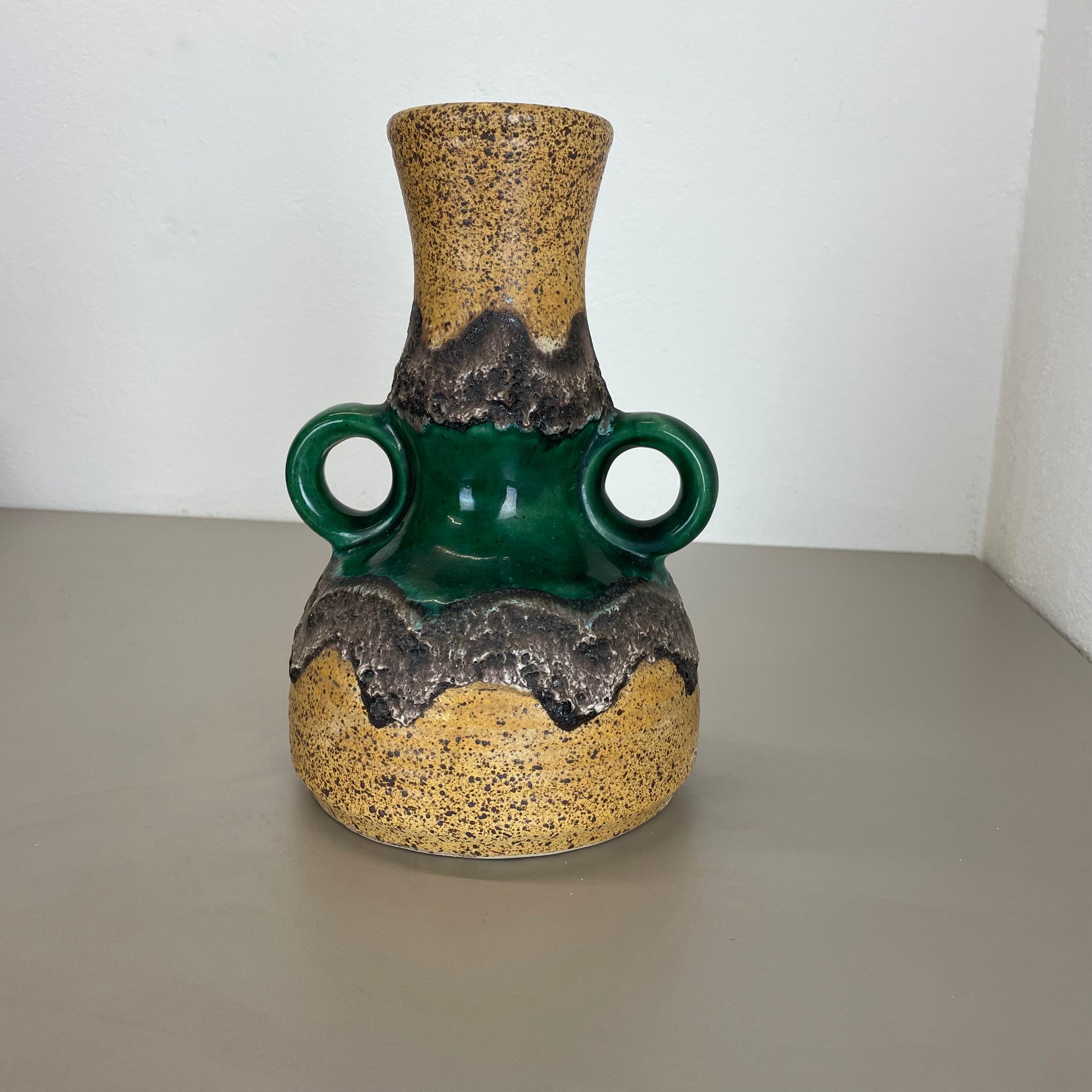 Allemand Rares vases verts brutalistes en céramique Fat Lava par Dümler et Greene & Greene Allemagne, années 1970 en vente