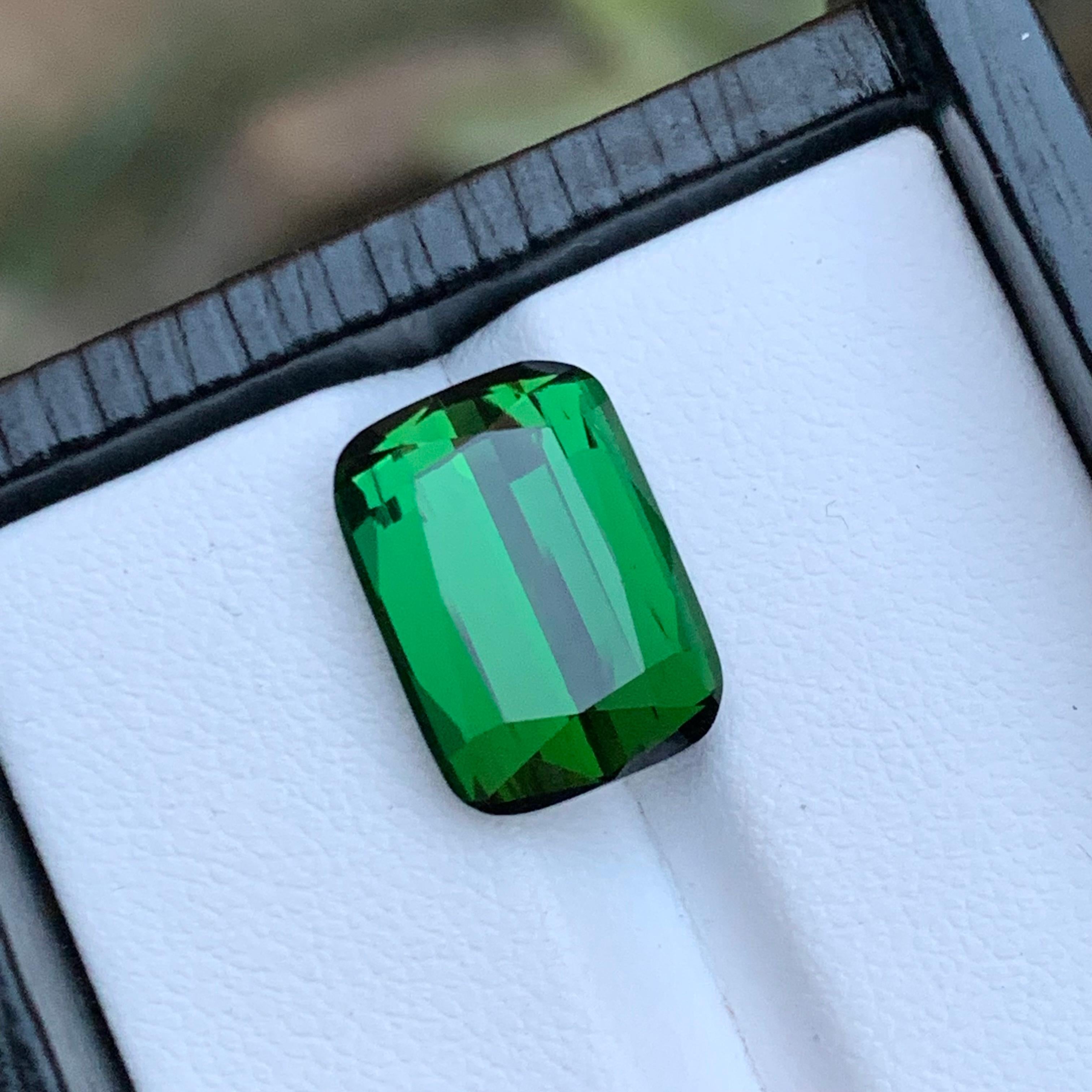 Rare Green Cushion Cut Natural Afghani Tourmaline Gemstone, 7.75 Ct-Top Quality For Sale 6