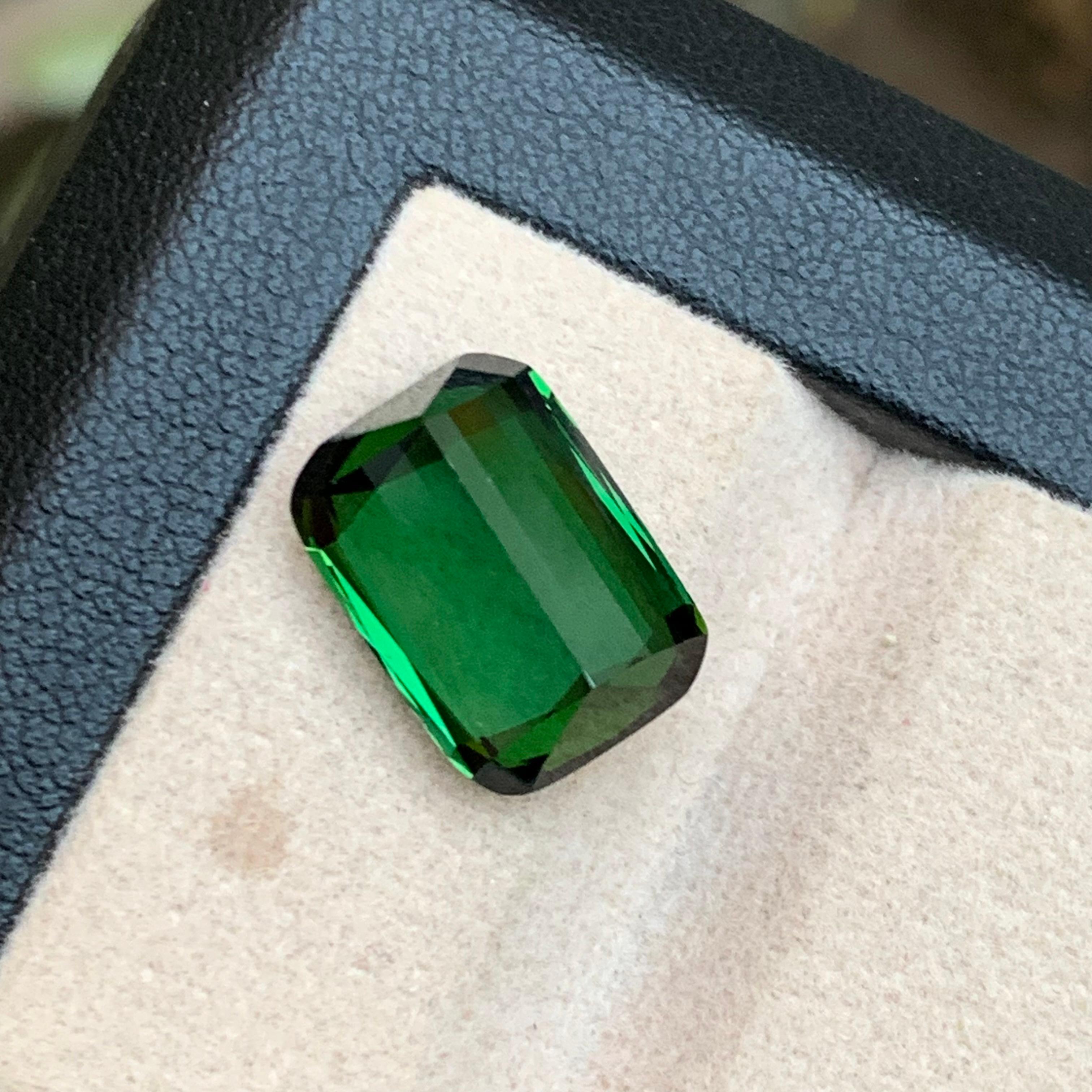Rare Green Cushion Cut Natural Afghani Tourmaline Gemstone, 7.75 Ct-Top Quality For Sale 2