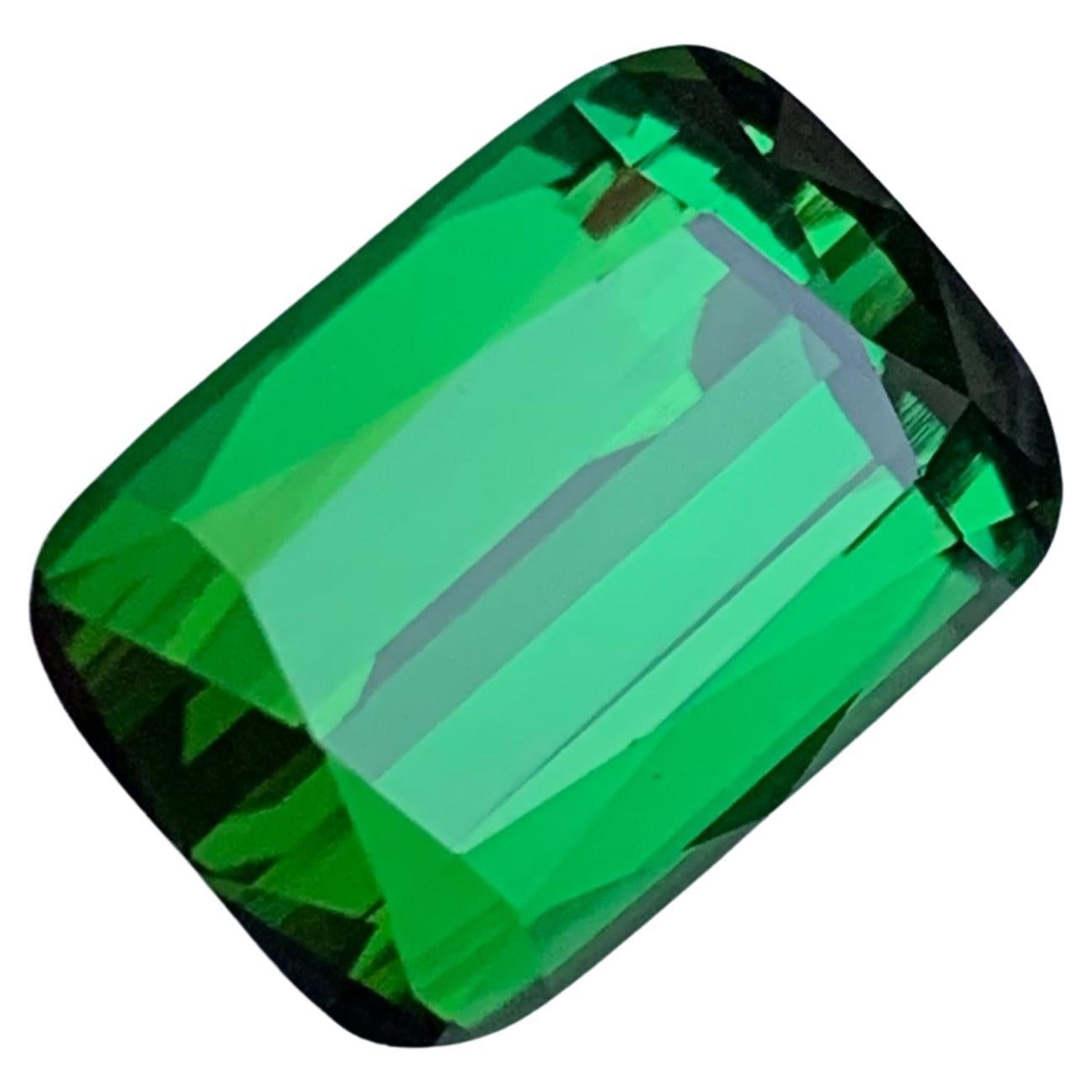 Rare Green Cushion Cut Natural Afghani Tourmaline Gemstone, 7.75 Ct-Top Quality For Sale