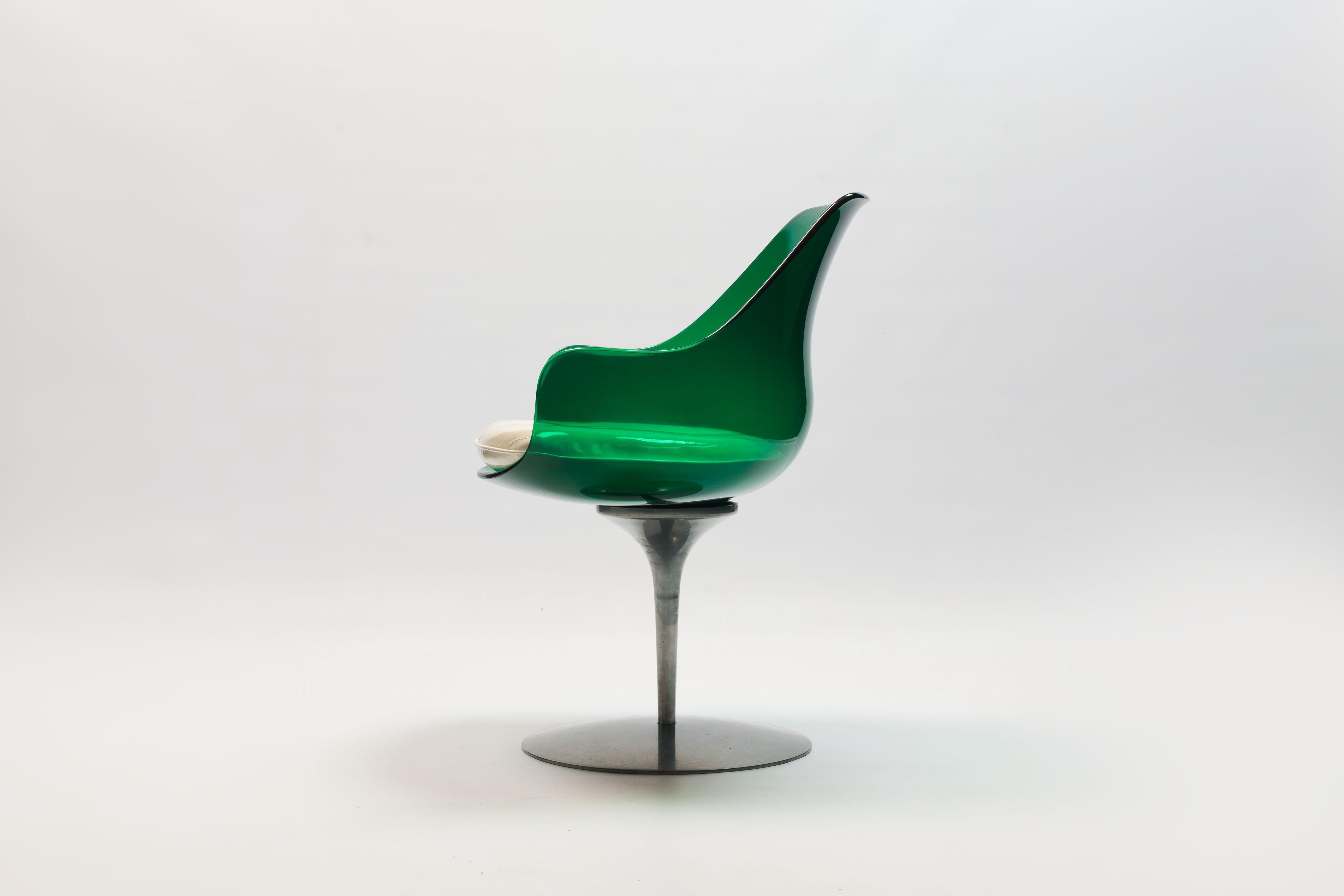 French Rare Green Edition 'Champagne' Chair by Estelle & Erwin Laverne